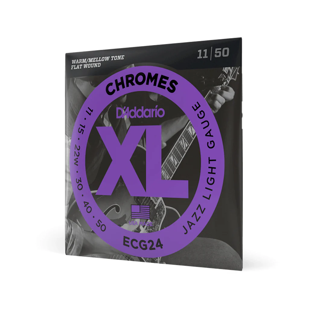 D'Addario ECG24 Chromes Flat Wound Electric Guitar Strings, Jazz Light, 11-50 - Image 2