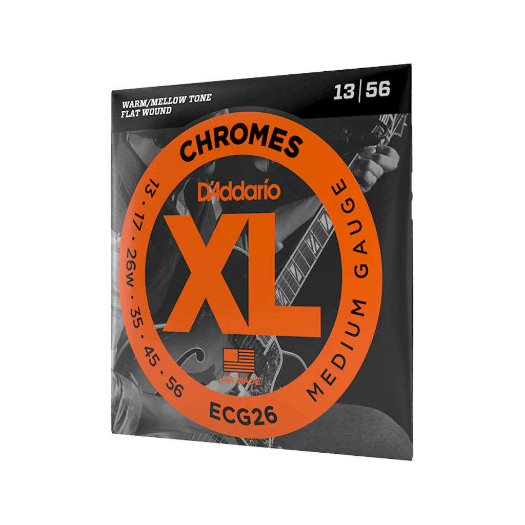 D'Addario ECG26 Chromes Flat Wound Electric Guitar Strings, Medium, 13-56 - Image 2