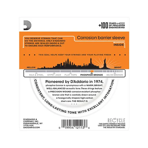 D'Addario EJ15 Phosphor Bronze Acoustic Guitar Strings, Extra Light, 10-47 - Image 2