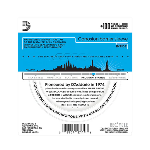 D'Addario EJ16 Phosphor Bronze Acoustic Guitar Strings, Light, 12-53 - Image 2