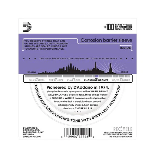 D'Addario EJ26 Phosphor Bronze Acoustic Guitar Strings, Custom Light, 11-52 - Image 3
