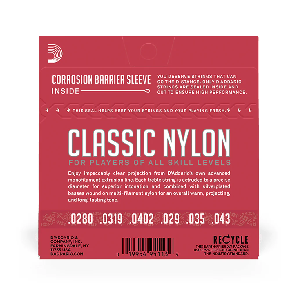 D'Addario EJ27N Student Nylon Classical Guitar Strings, Normal Tension, Clear/Silverplated Wound - Image 3