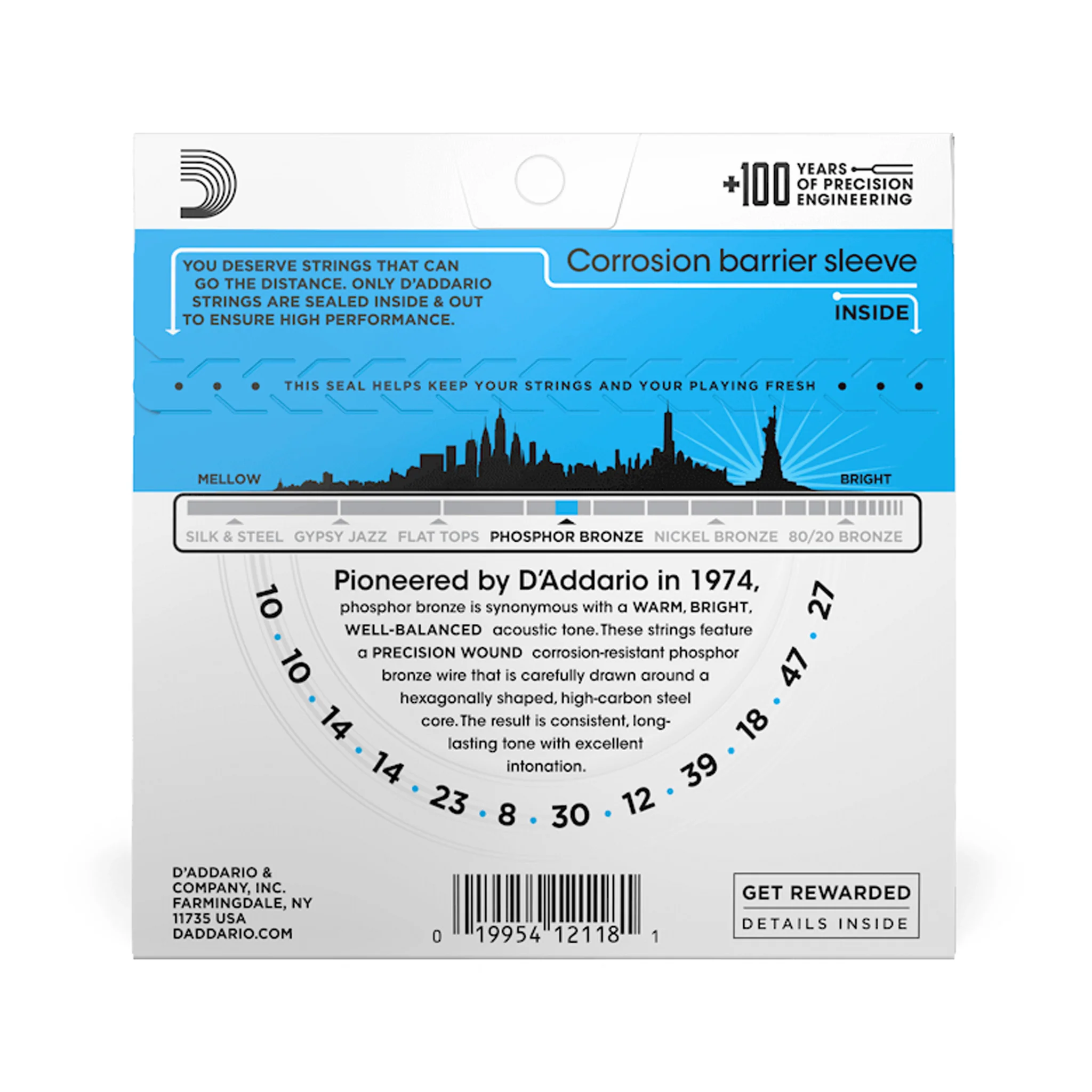 D'Addario EJ38 Phosphor Bronze Acoustic Guitar Strings, 12-String, Light, 10-47 - Image 3