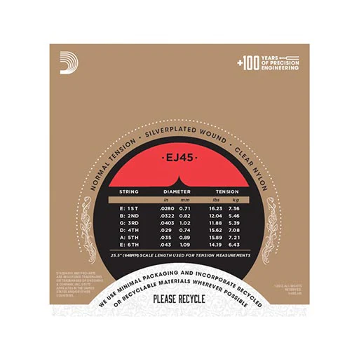 D'Addario EJ45 Pro-Arte Nylon Classical Guitar Strings, Normal Tension - Image 3
