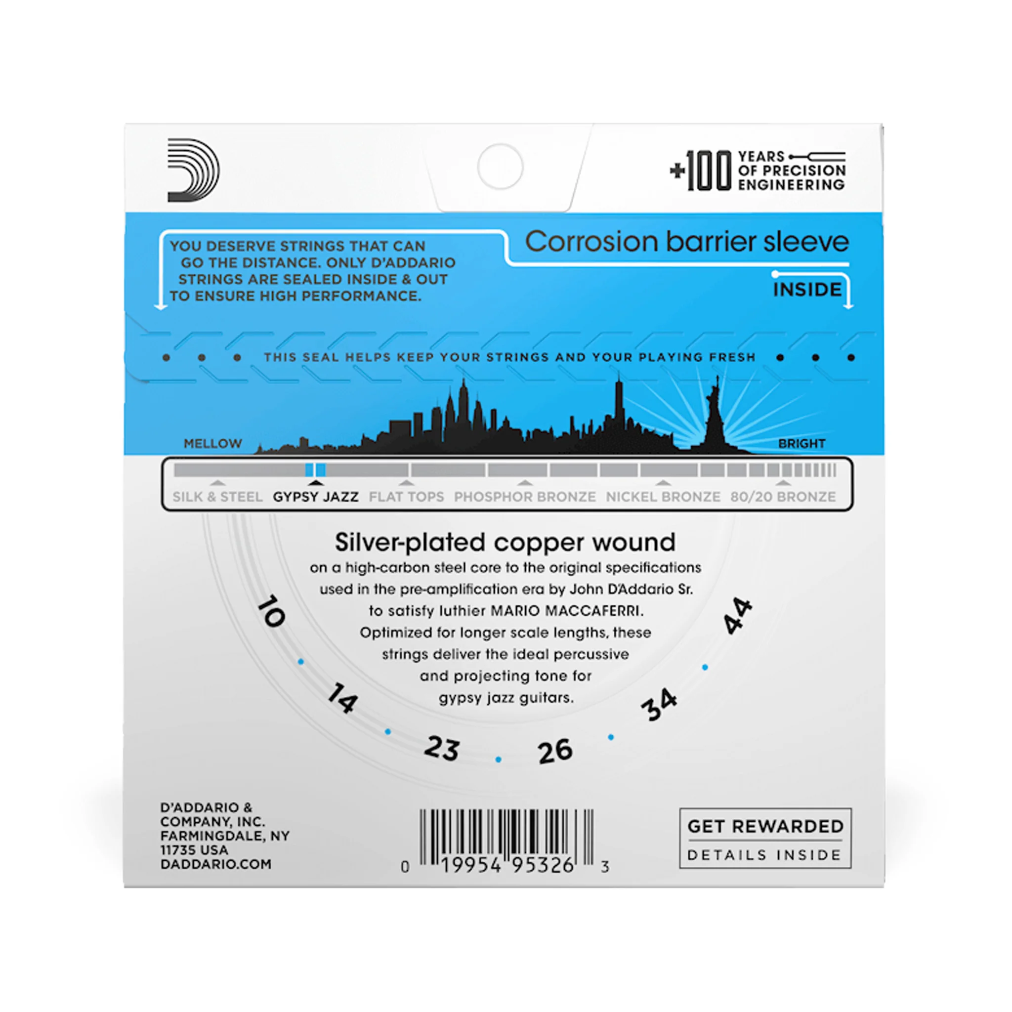 D'Addario EJ83L Gypsy Jazz Acoustic Guitar Strings, Light Ball End, 10-44 - Image 3