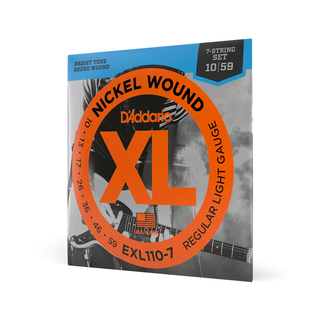 D'Addario EXL110-7 Nickel Wound Electric Guitar Strings, 7-String, Regular Light, 10-59 - Image 2