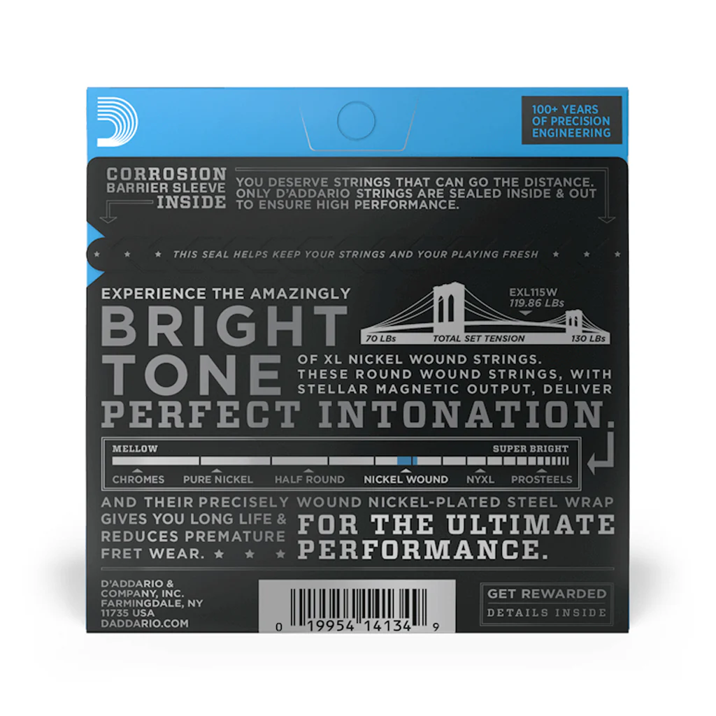 D'Addario EXL115W Nickel Wound Electric Guitar Strings, Medium/ Blues-Jazz Rock, Wound 3rd, 11-49 - Image 3