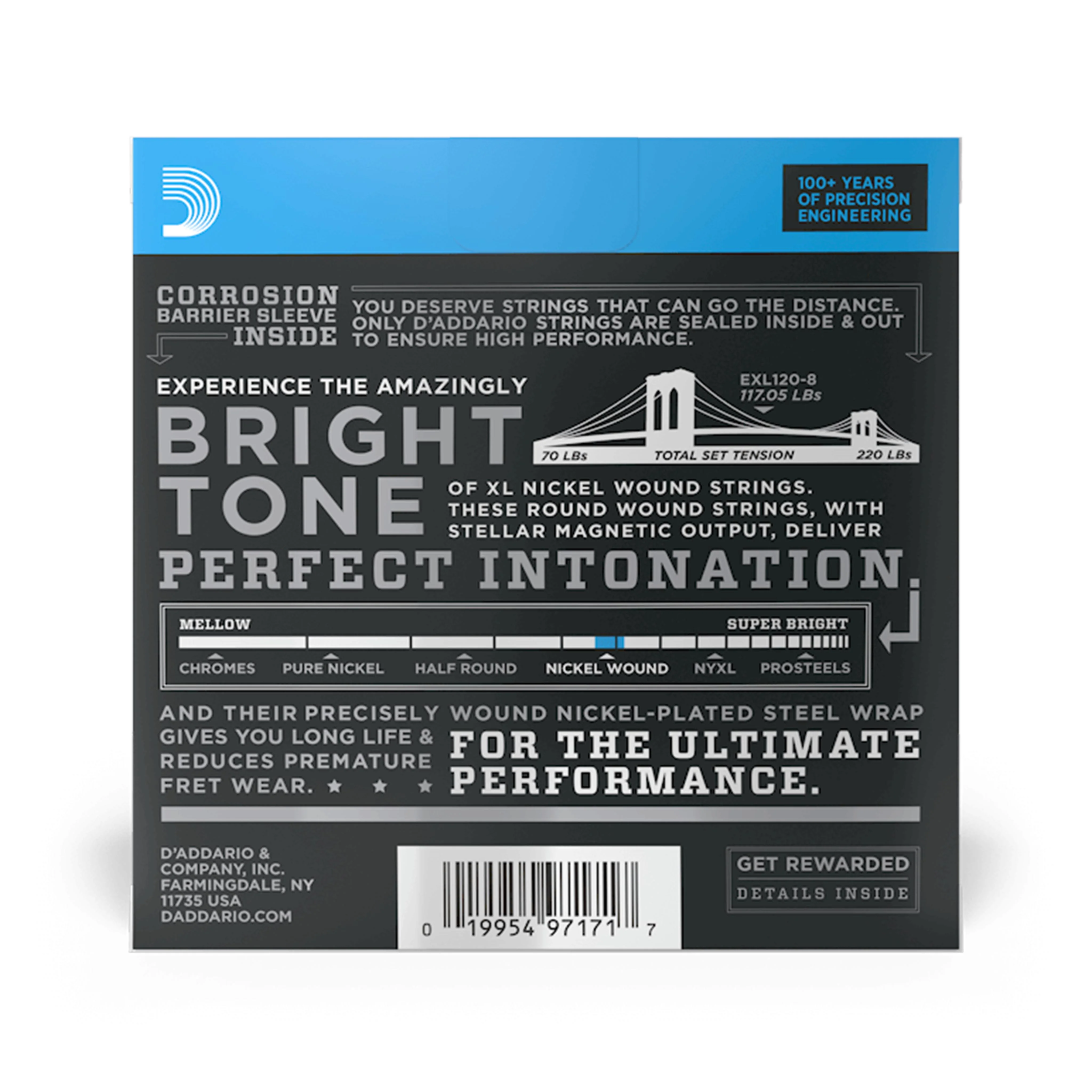D'Addario EXL120-8 Nickel Wound Electric Guitar Strings, 8-String, Super Light, 9-65 - Image 3