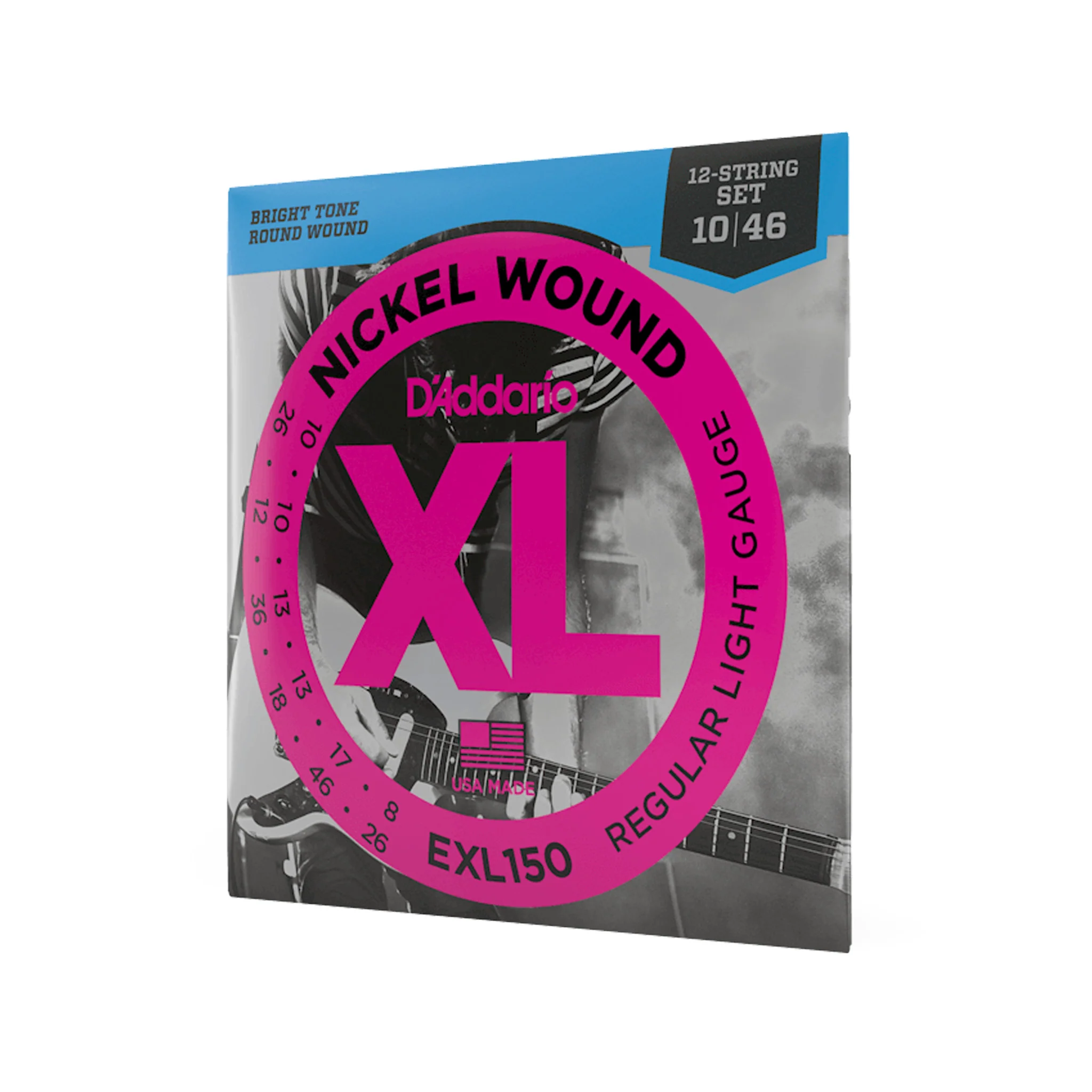 D'Addario EXL150 XL Nickel Wound Electric Guitar Strings, 12-String, Regular Light, 10-46 - Image 2