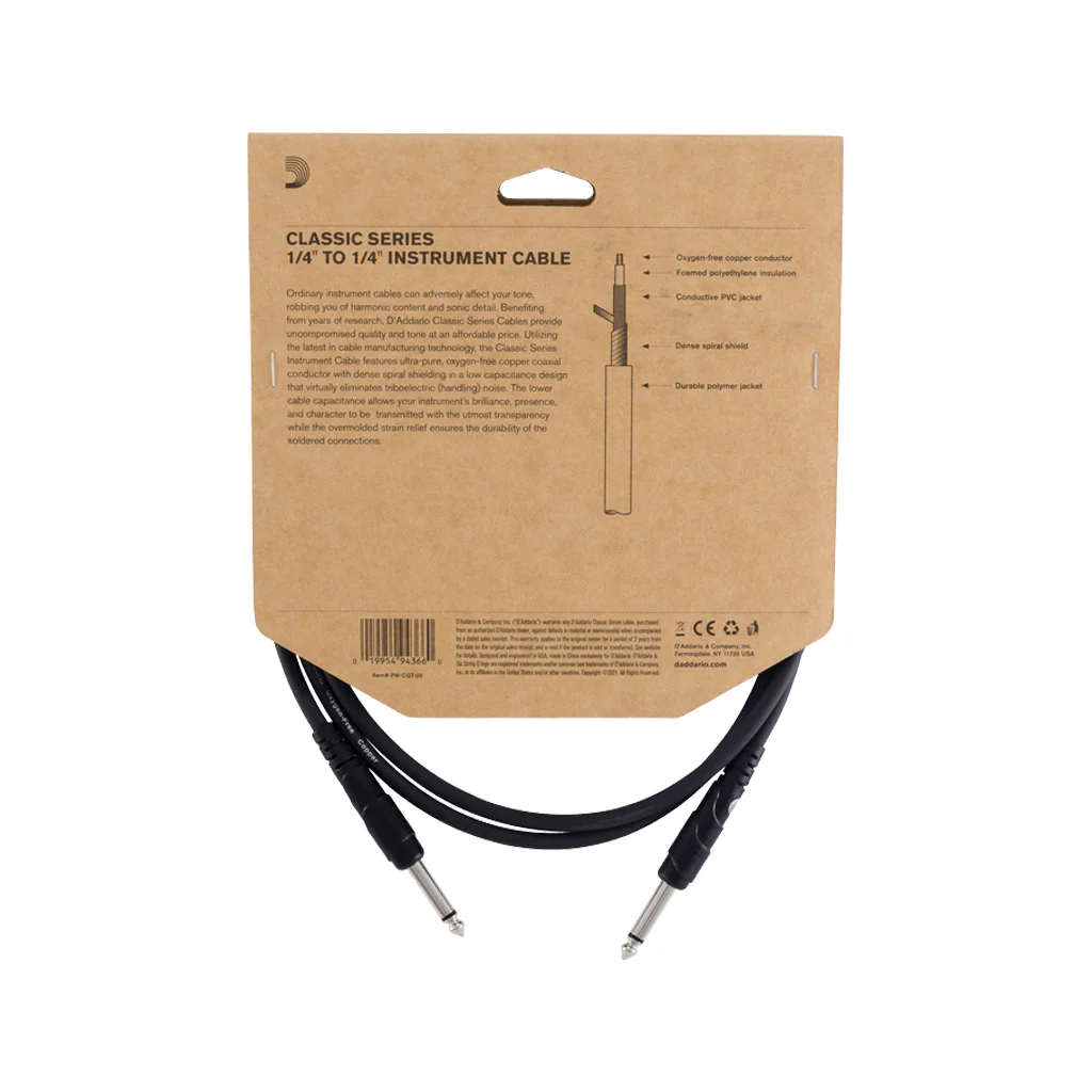 D'Addario PW-CGT-10 10' Classic Series Instrument Cable, Straight - Image 4