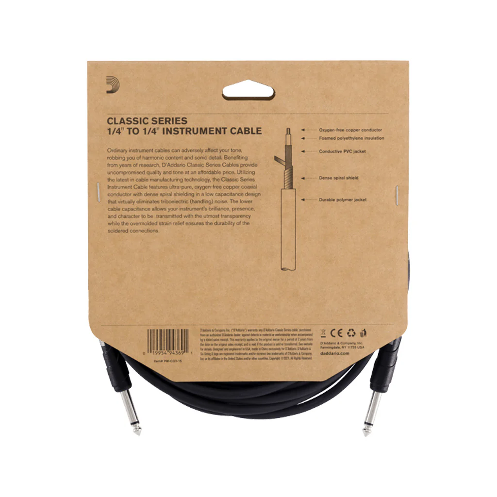 D'Addario PW-CGT-15 15feet Classic Series Instrument Cable - Image 4