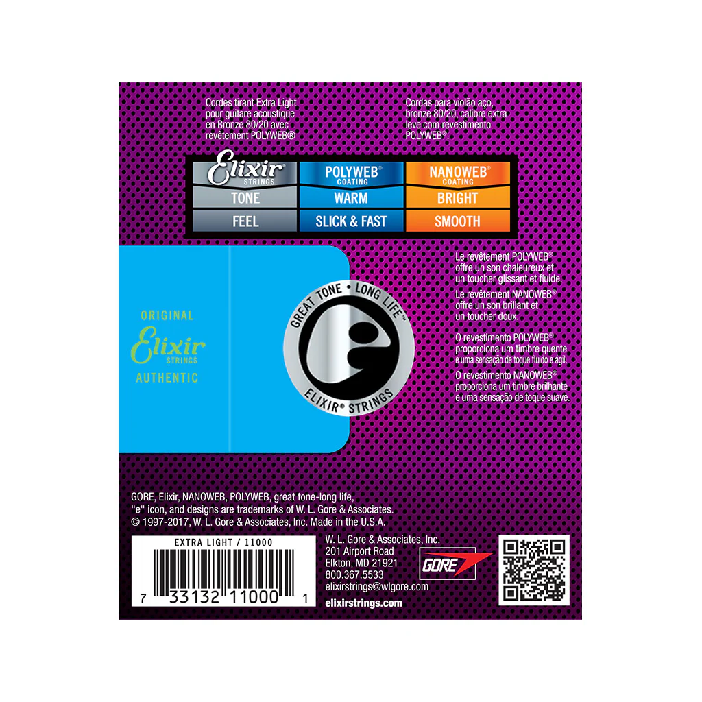 Elixir 11000 Polyweb 80/20 Bronze Acoustic Guitar Strings 10-47 - Image 2