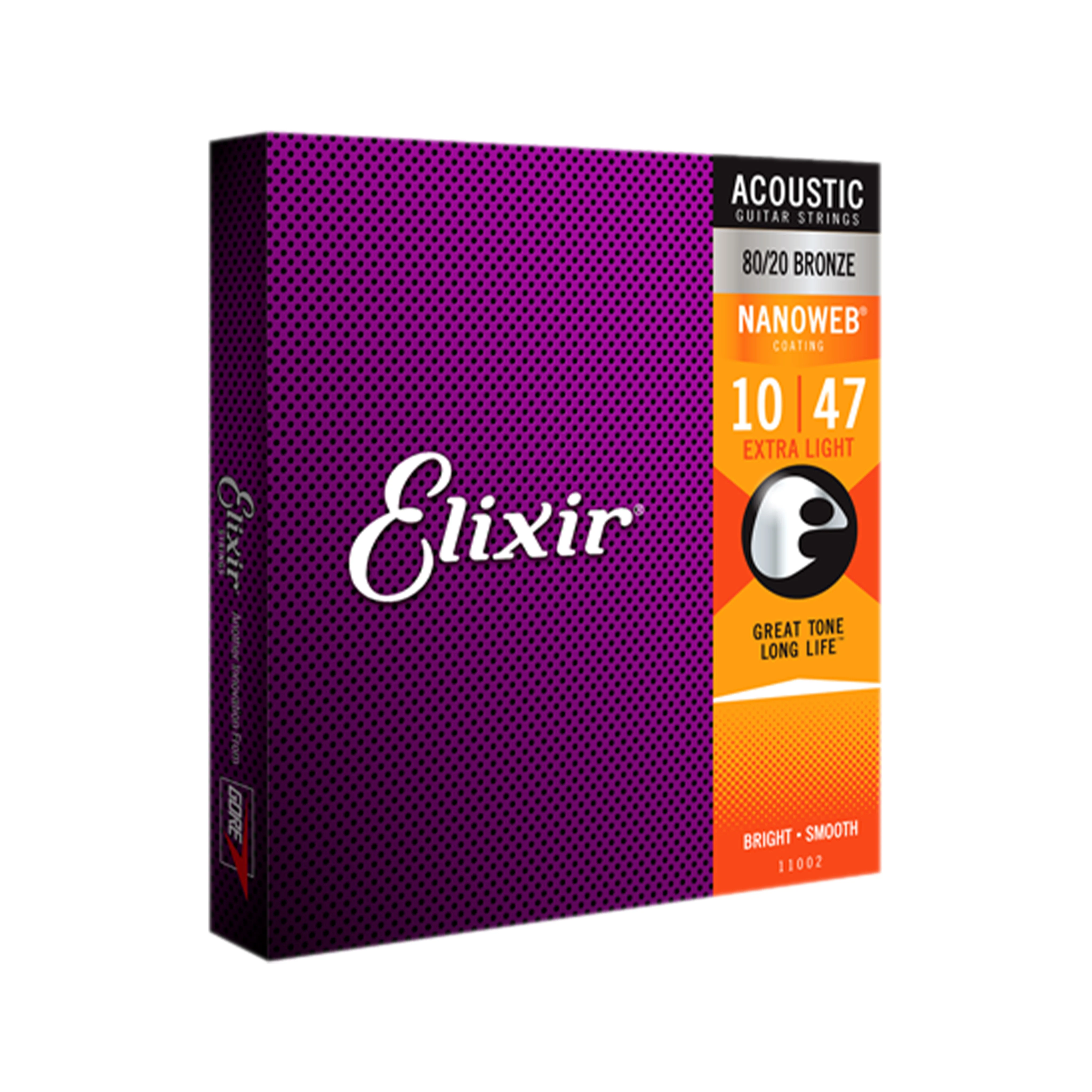 Elixir 11002 Nanoweb 80/20 Bronze Acoustic Guitar Strings, Extra Light, 10-47 - Image 3