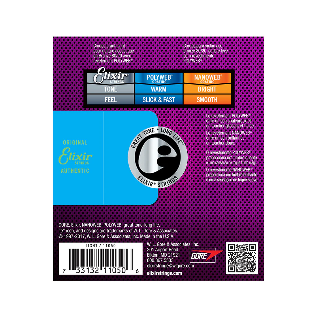 Elixir 11050 Polyweb 80/20 Bronze Acoustic Guitar Strings, Light, 12-53 - Image 2