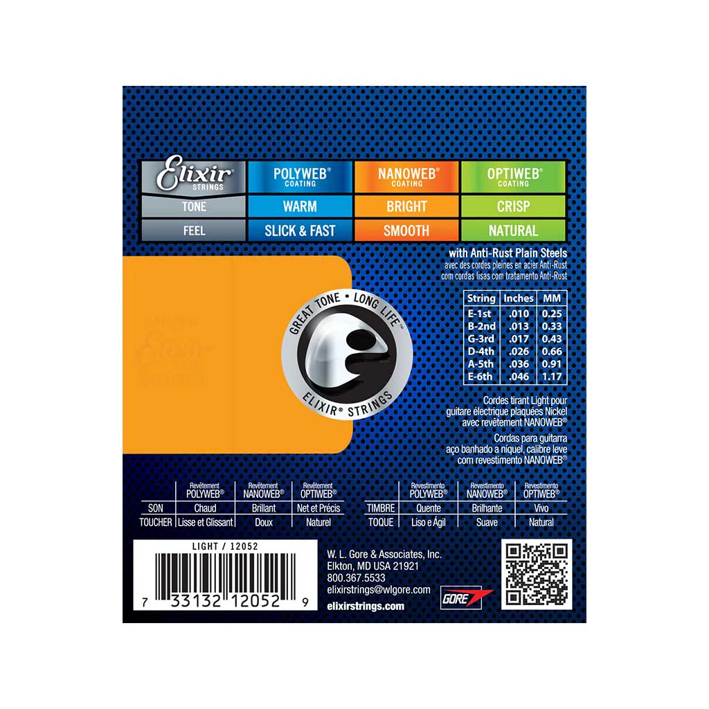 Elixir 12052 Nanoweb Electric Guitar Strings, Light, 10-46 - Image 2