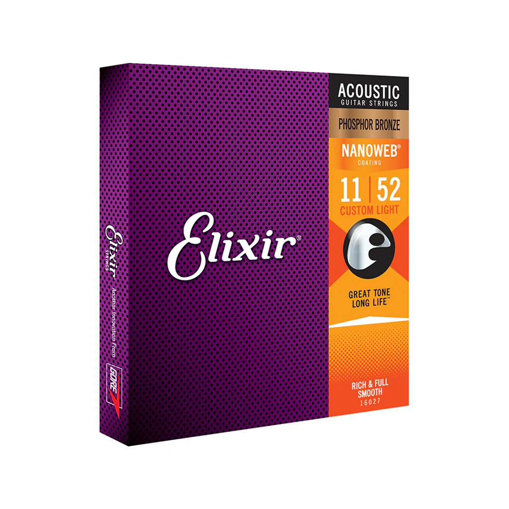 Elixir 16027 Nanoweb Phosphor Bronze Acoustic Guitar Strings, Custom Light, 11-52 - Image 3