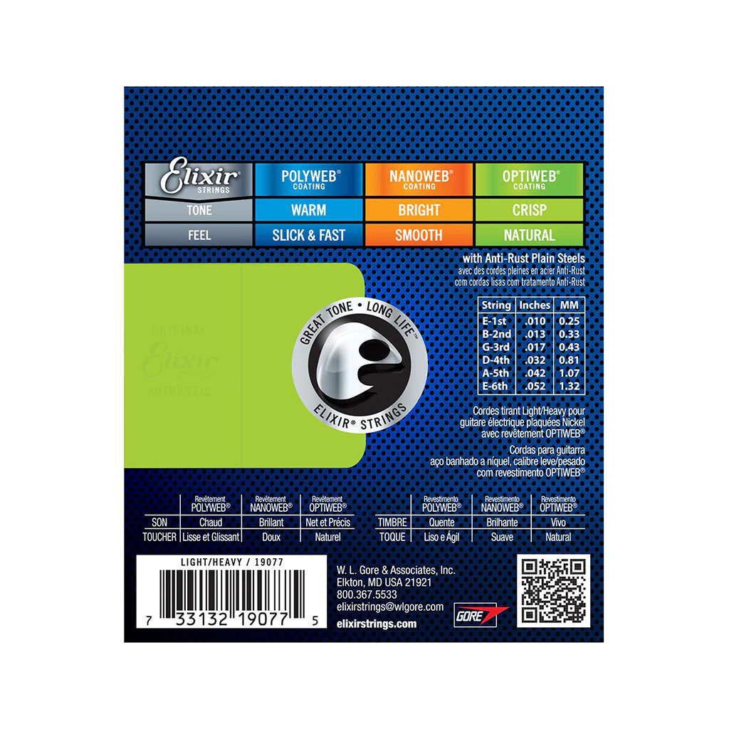 Elixir 19077 Optiweb Electric Guitar Strings, Light-Heavy, 10-52 - Image 2