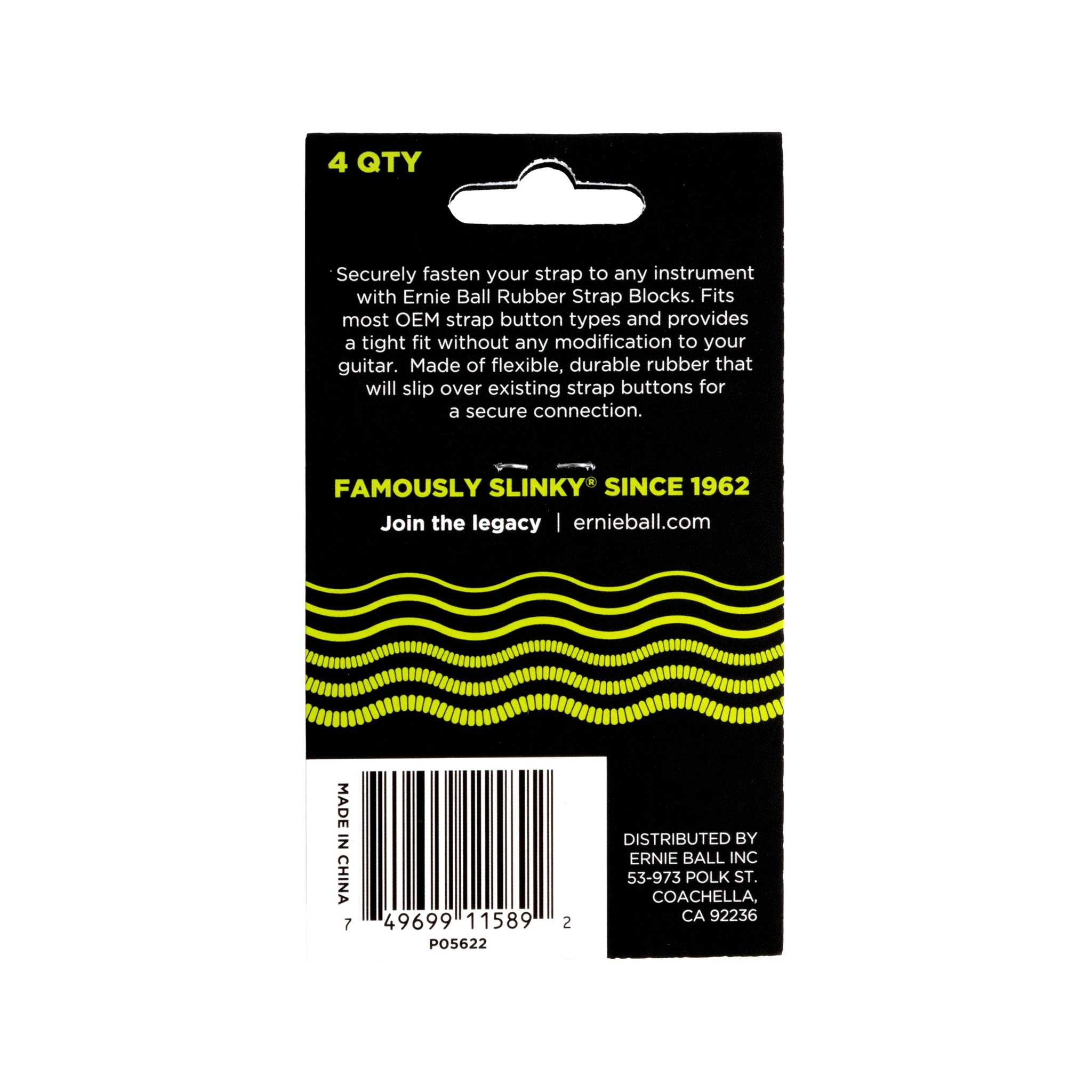 Ernie Ball Rubber Strap Blocks, 4-Pack, Green - Image 2