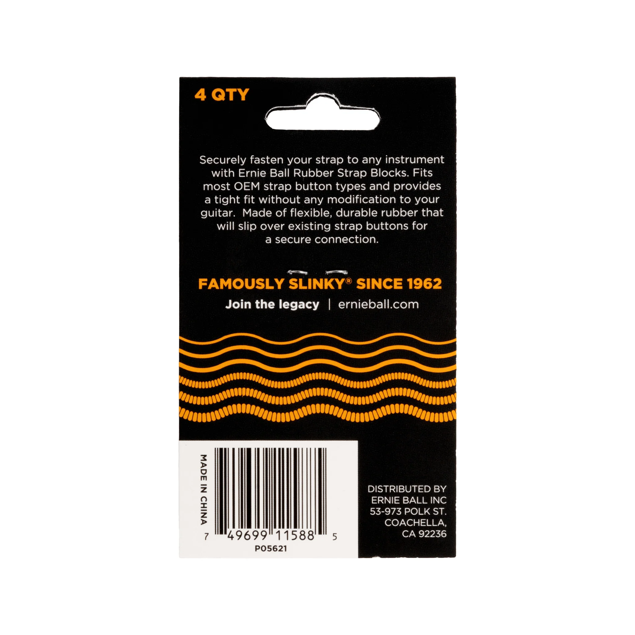 Ernie Ball Rubber Strap Blocks, 4-Pack, Orange - Image 2