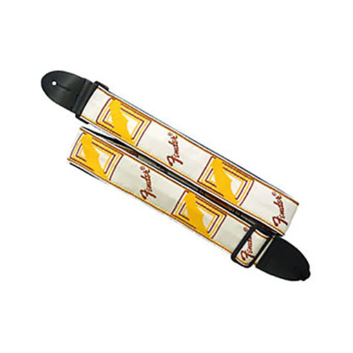 Fender 2 Inch Monogrammed Strap, White/Brown/Yellow - Image 2