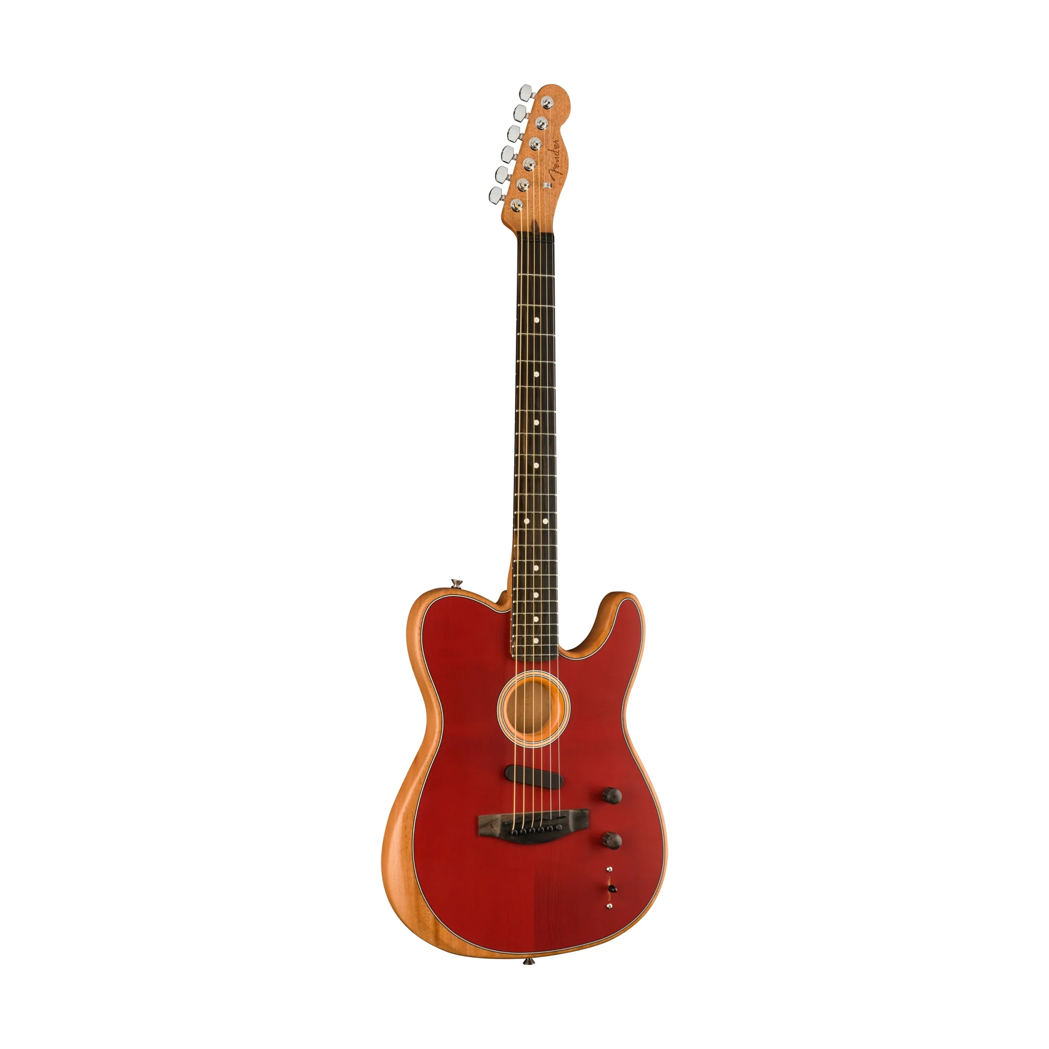Fender American Acoustasonic Telecaster Acoustic Electric Guitar w/Bag, Ebony FB, Crimson Red - Image 3