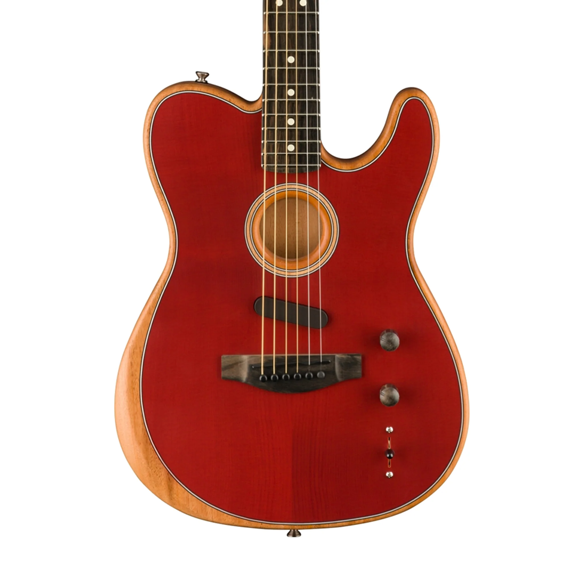 Fender American Acoustasonic Telecaster Acoustic Electric Guitar w/Bag, Ebony FB, Crimson Red - Image 4