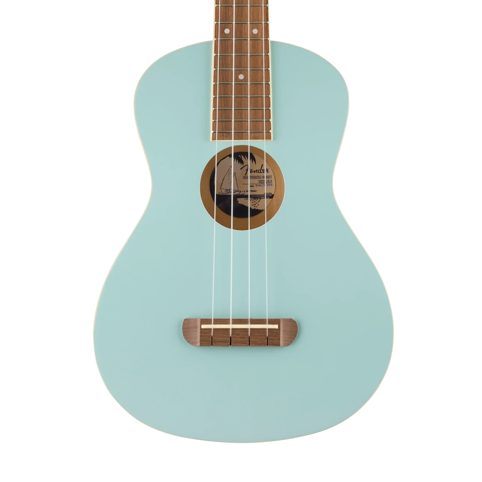 Fender Avalon Tenor Ukulele, Walnut FB, Daphne Blue - Image 4