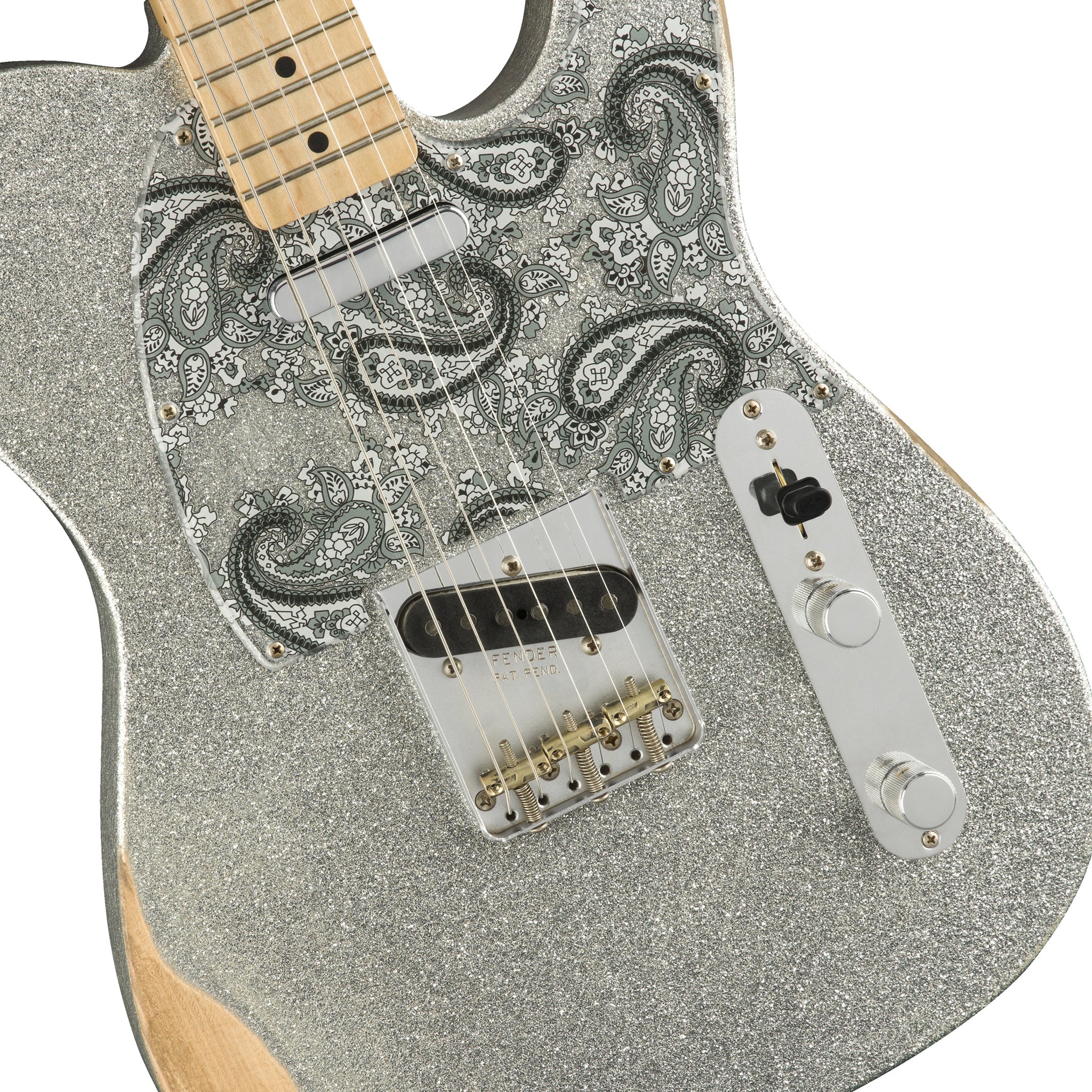 Fender Brad Paisley Road Worn Telecaster Electric Guitar, Maple FB, Silver Sparkle - Image 4