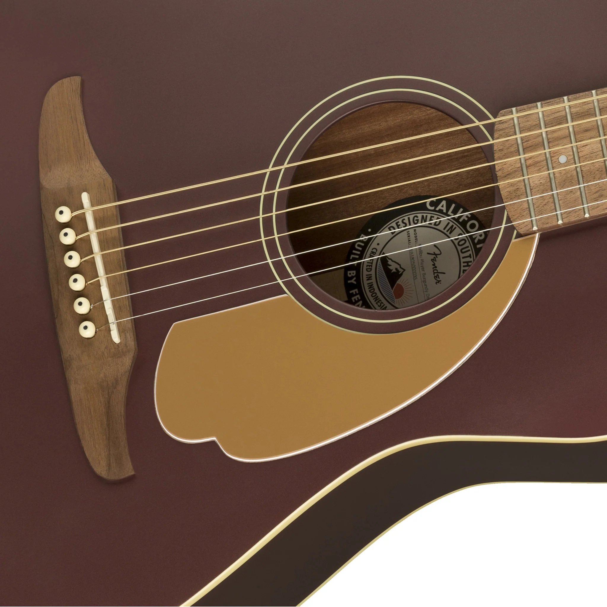 Fender California Malibu Player Small-Bodied Acoustic Guitar, Walnut FB, Burgundy Satin - Image 5