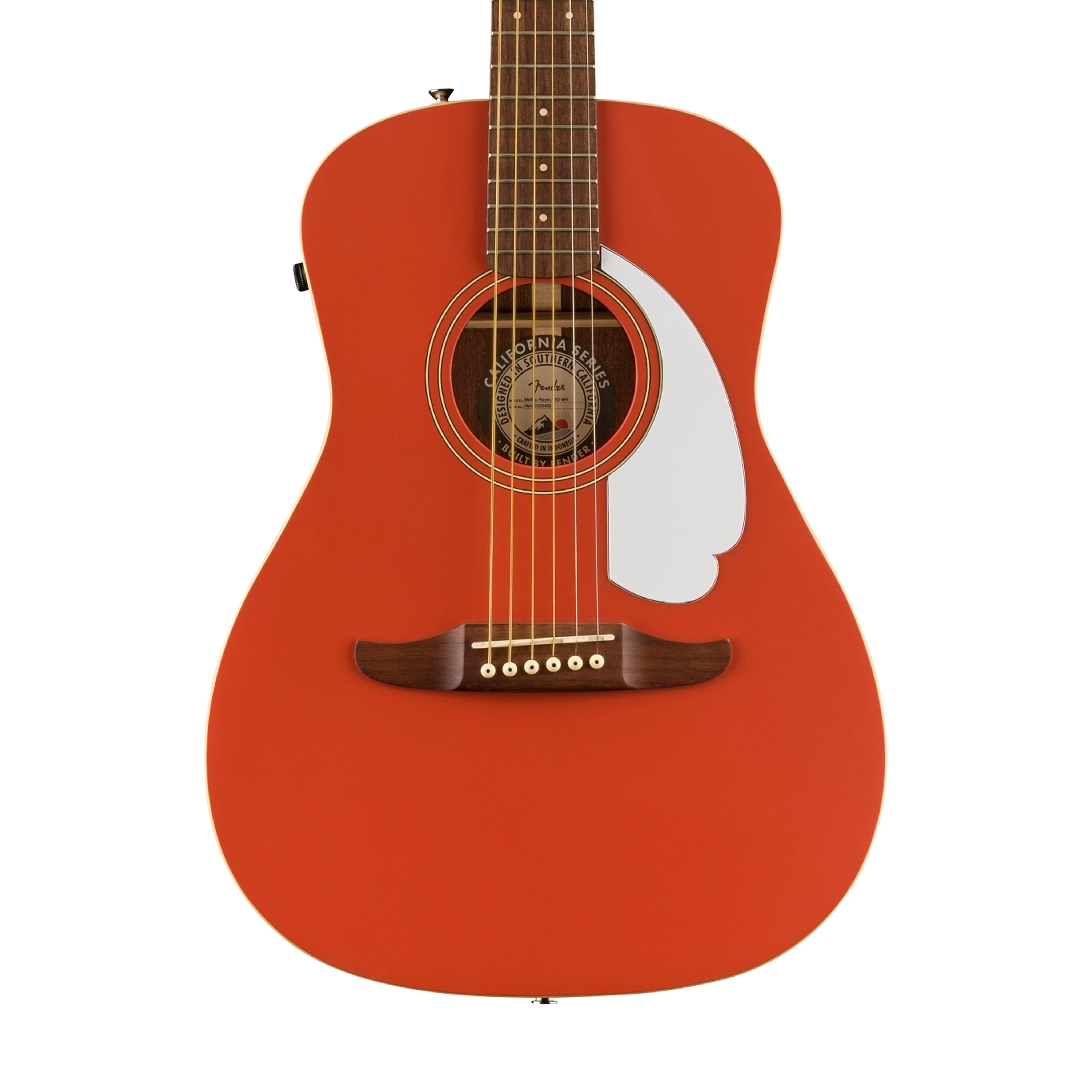 Fender California Malibu Player Small-Bodied Acoustic Guitar, Walnut FB, Fiesta Red - Image 4