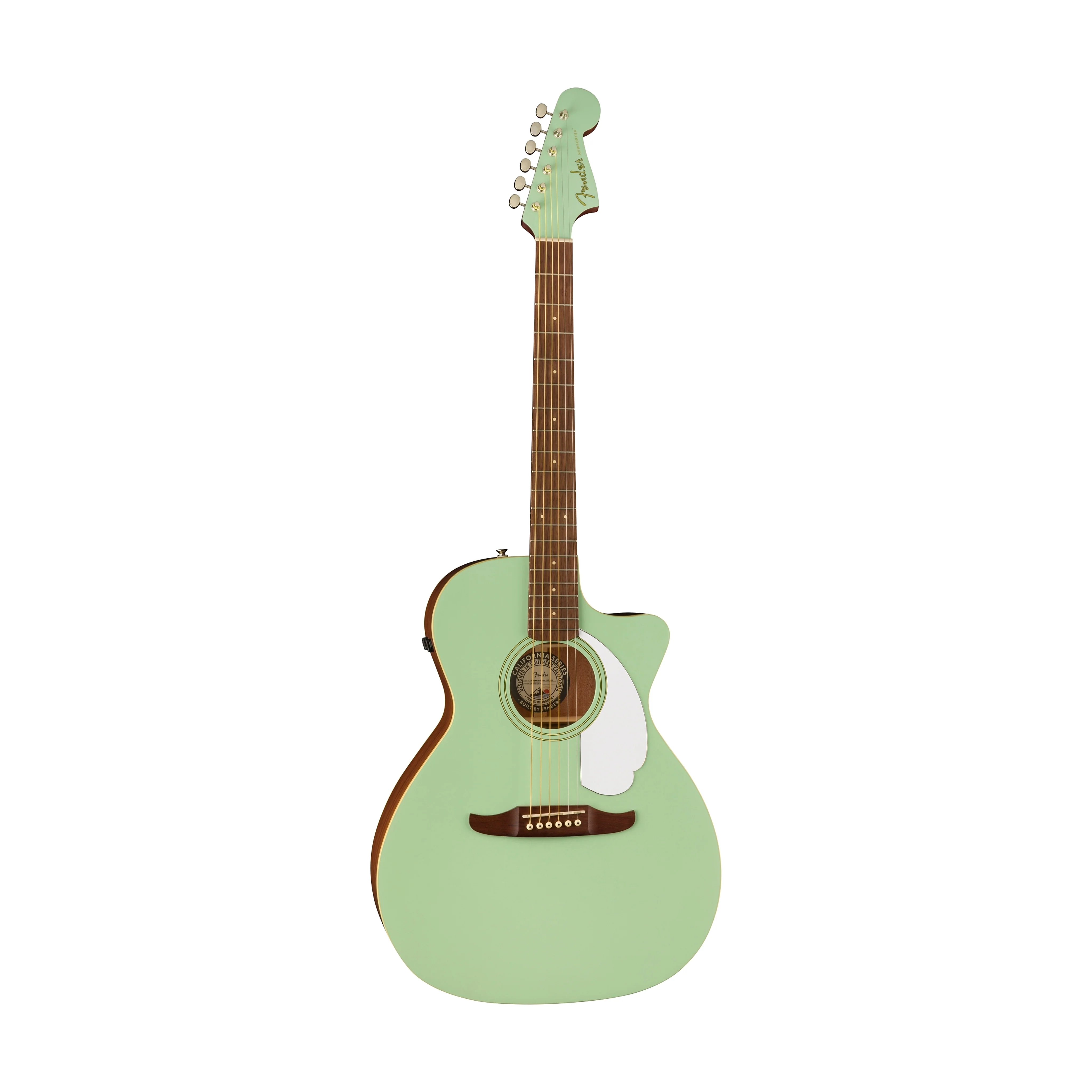 Fender California Newporter Player Medium-Sized Acoustic Guitar, Walnut FB, Surf Green - Image 3