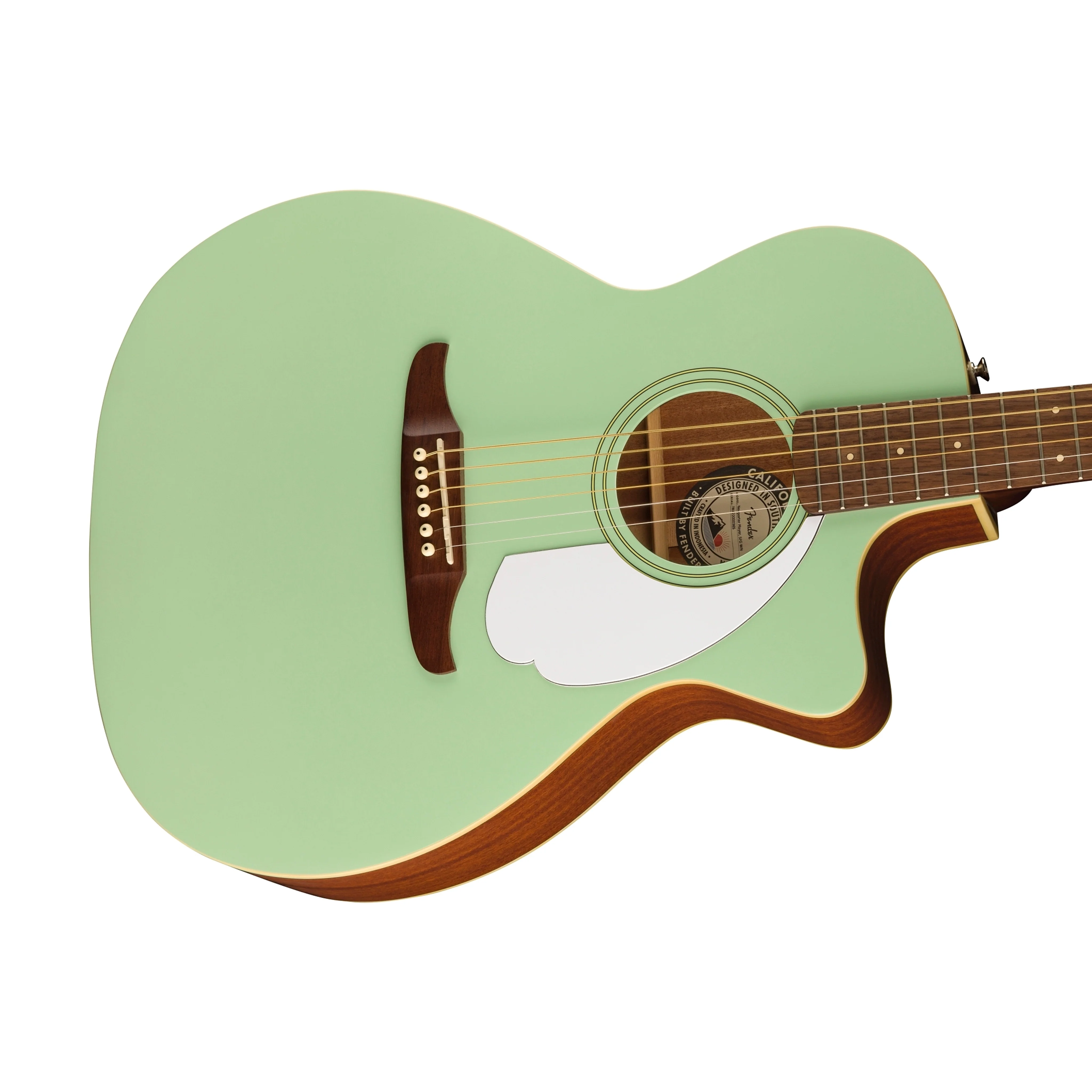 Fender California Newporter Player Medium-Sized Acoustic Guitar, Walnut FB, Surf Green - Image 6