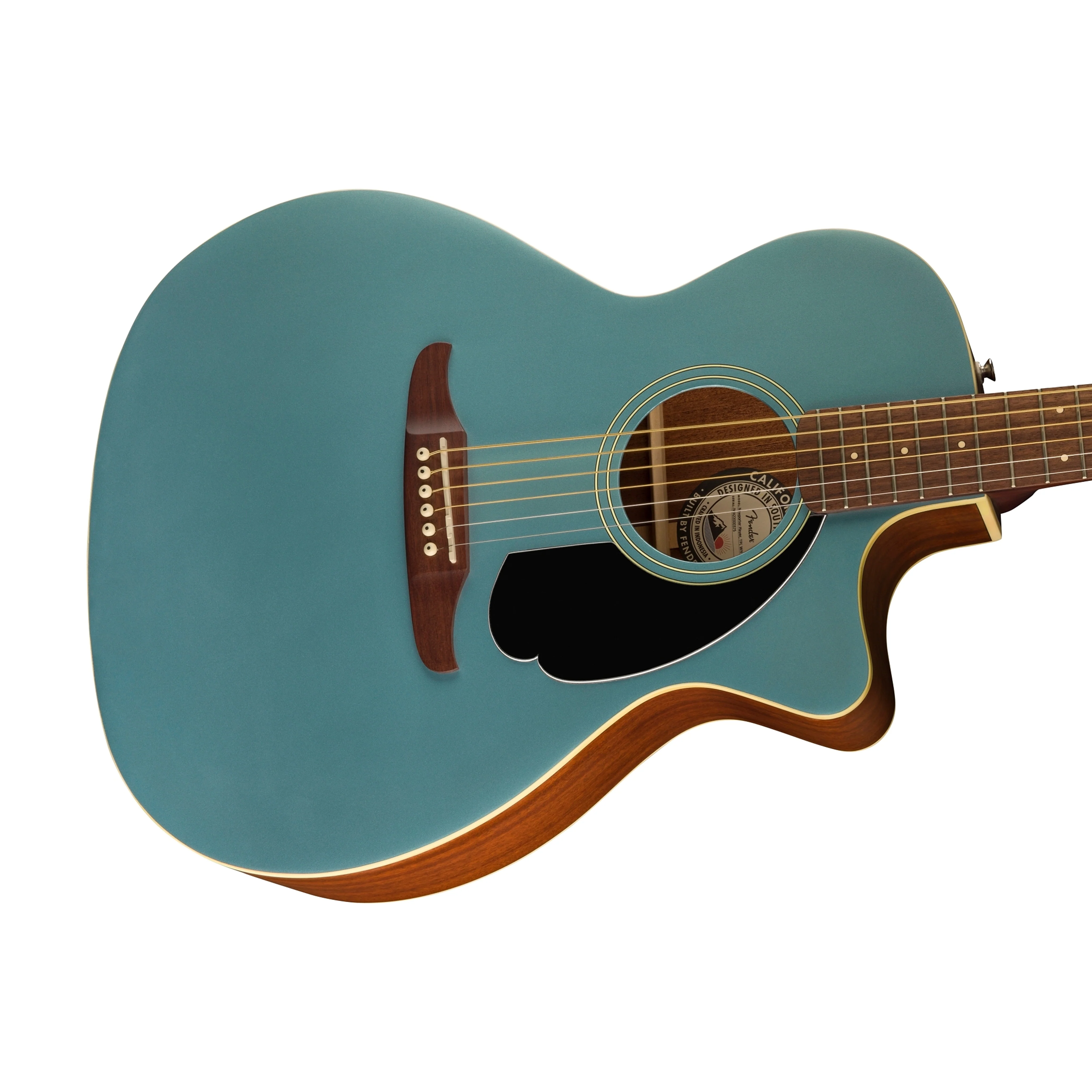 Fender California Newporter Player Medium-Sized Acoustic Guitar, Walnut FB, Tidepool - Image 6