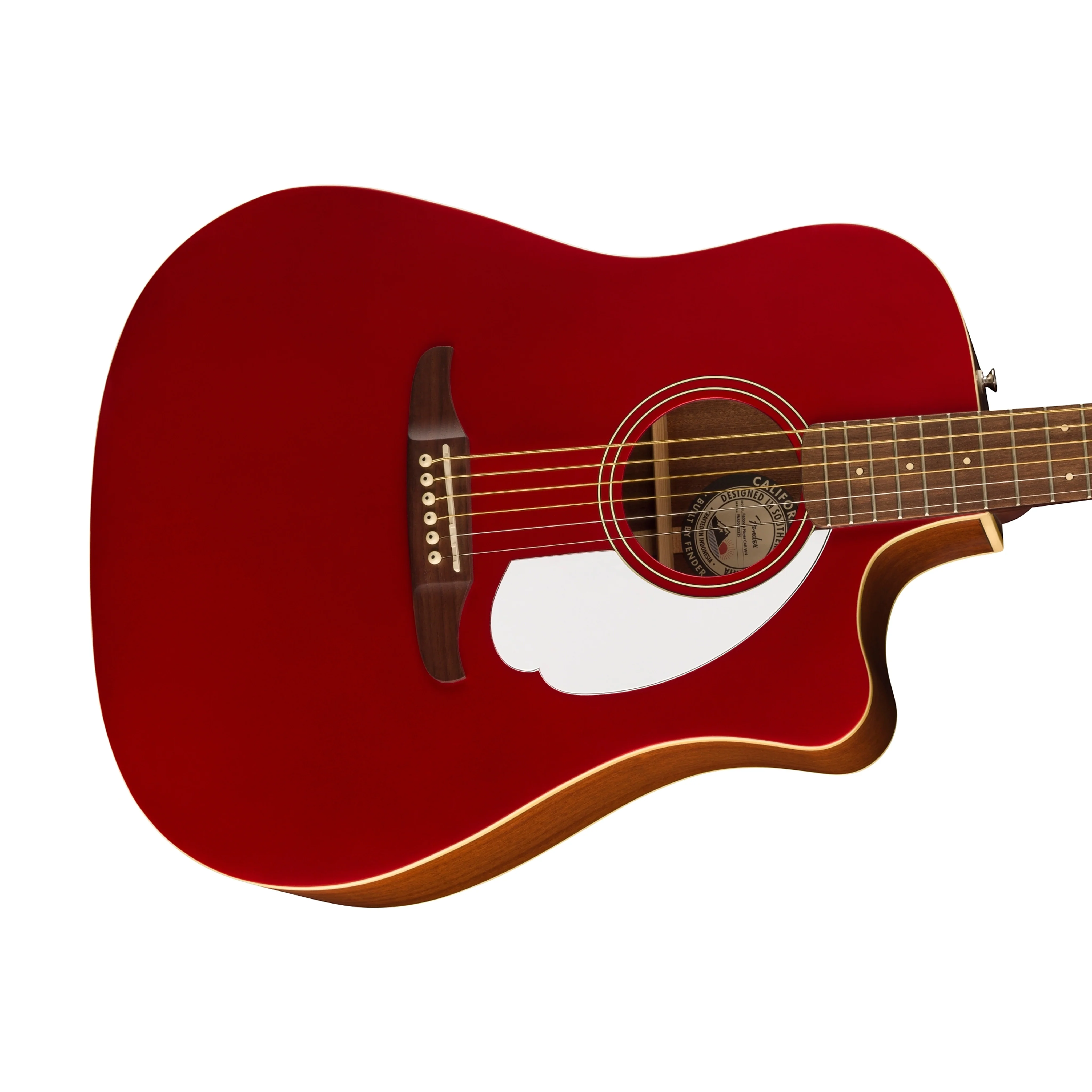 Fender California Redondo Player Acoustic Guitar, Walnut FB, Candy Apple Red - Image 6