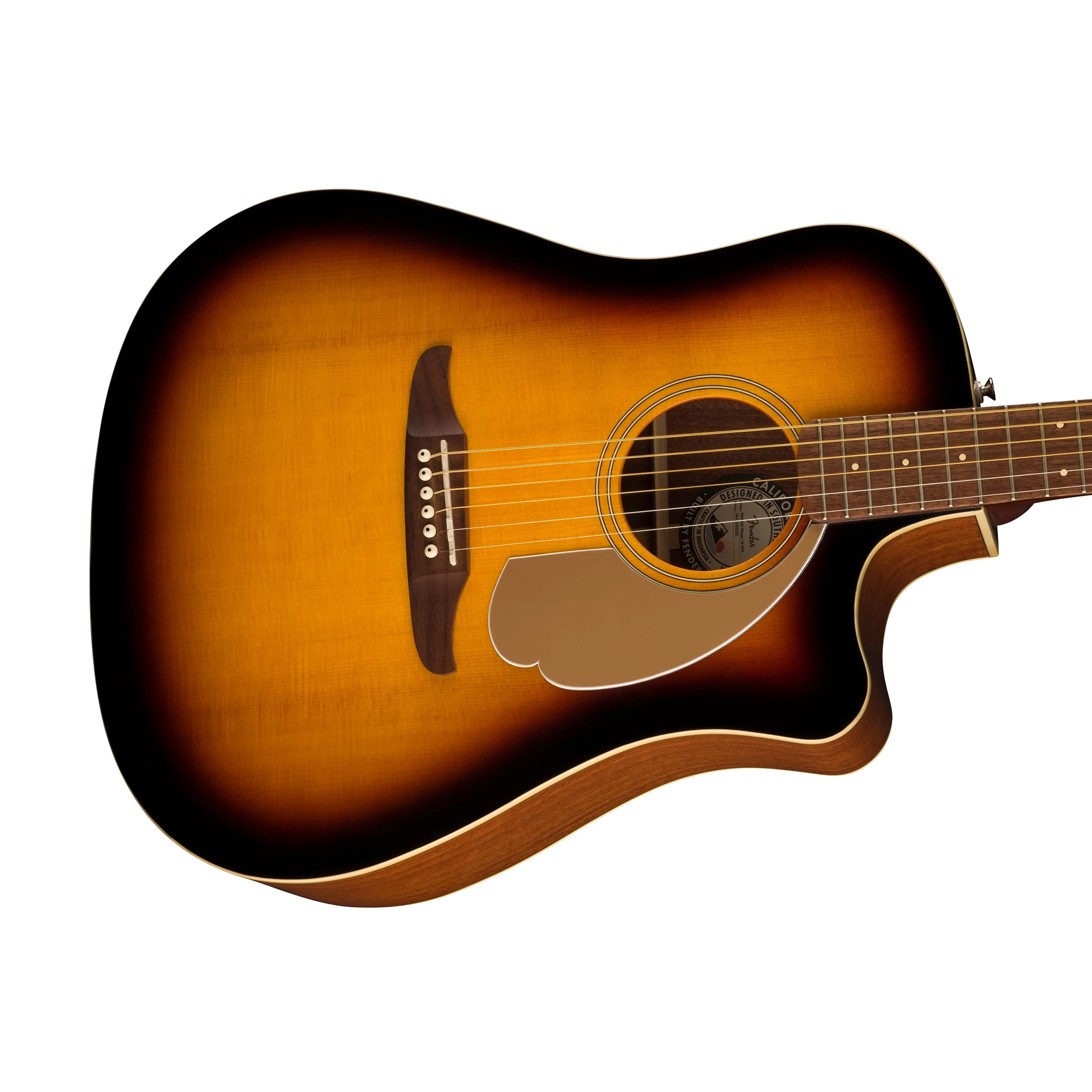 Fender California Redondo Player Acoustic Guitar, Walnut FB, Sunburst - Image 6