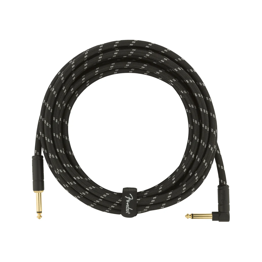 Fender Deluxe Series Angled Instrument Cable. 15ft, Black Tweed - Image 2