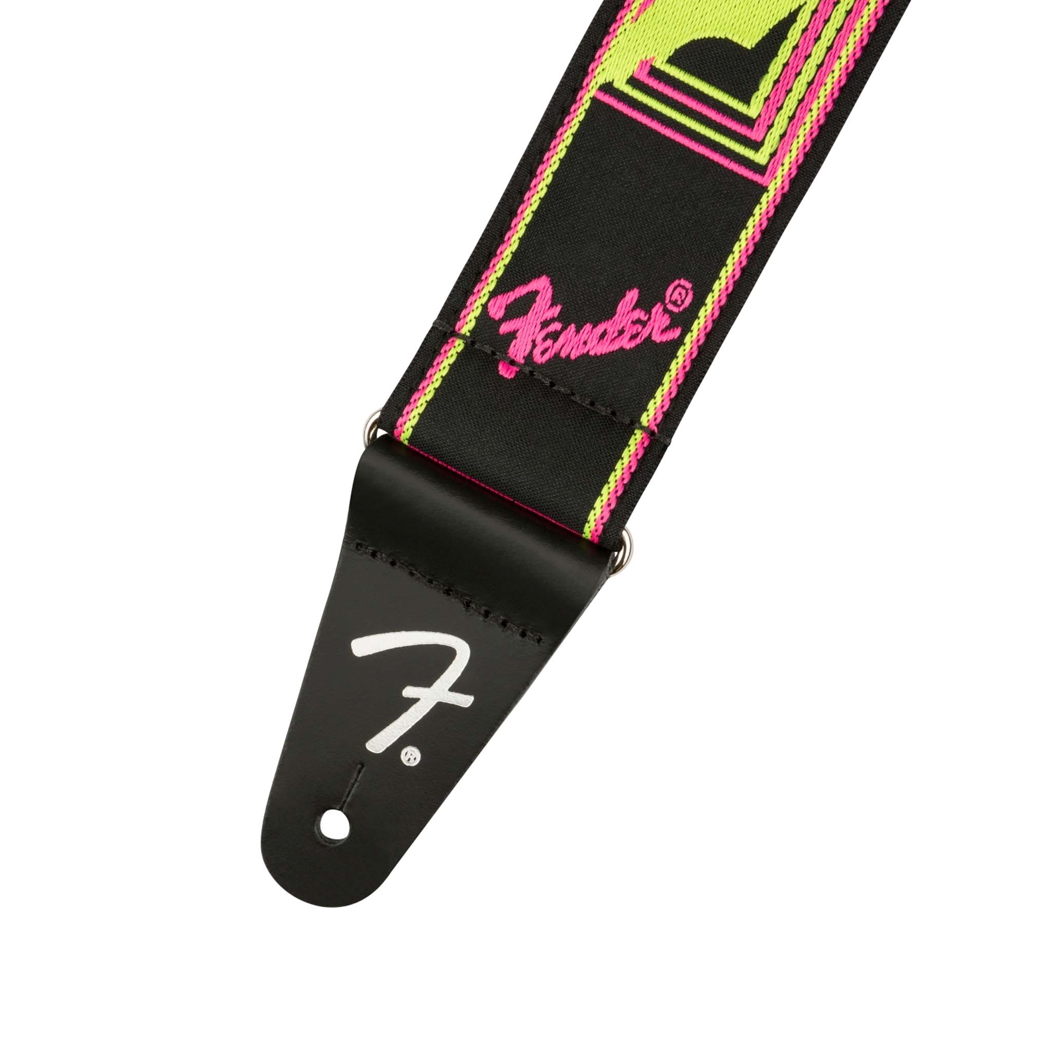 Fender Neon Monogram Guitar Strap, Yellow/Pink - Image 2