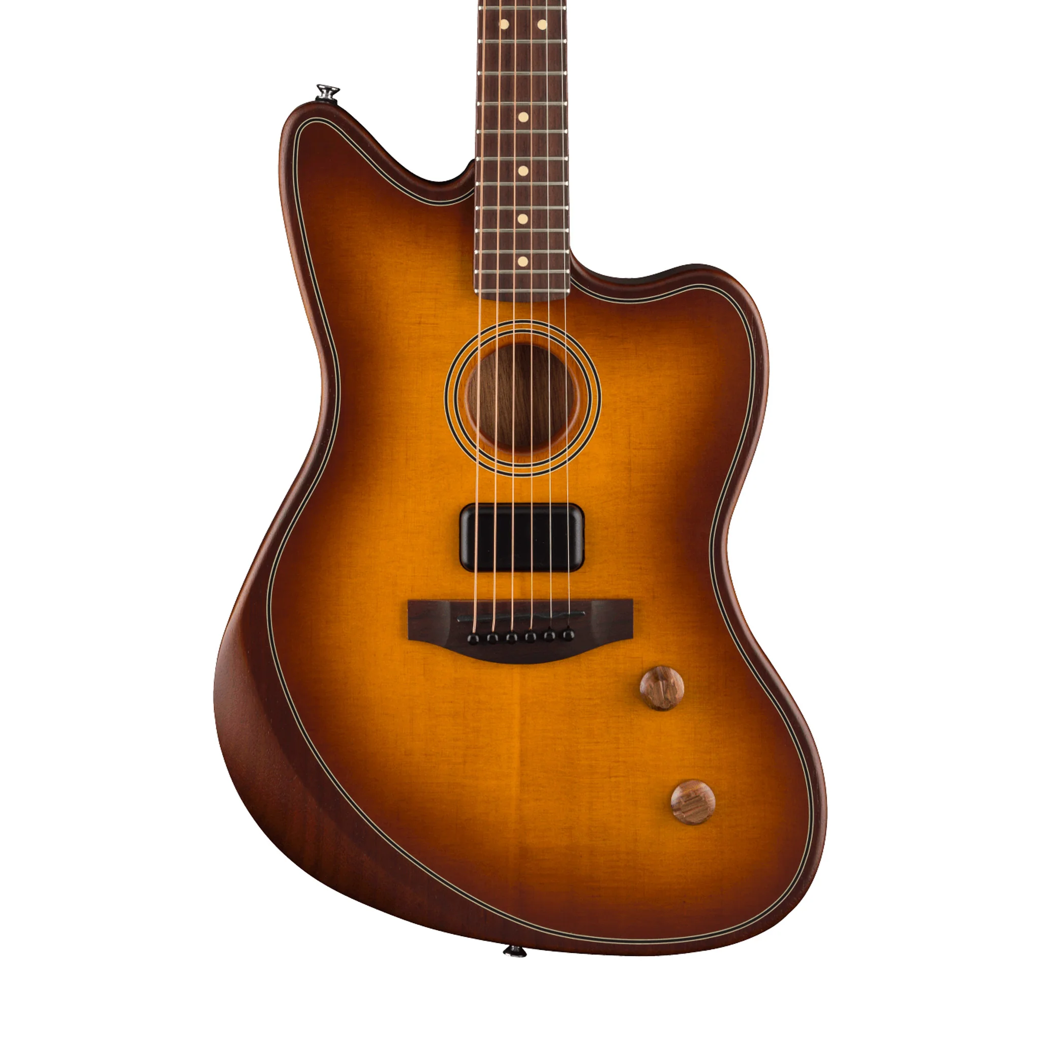 Fender Standard Acoustasonic Jazzmaster Guitar, RW FB, Honey Burst - Image 3