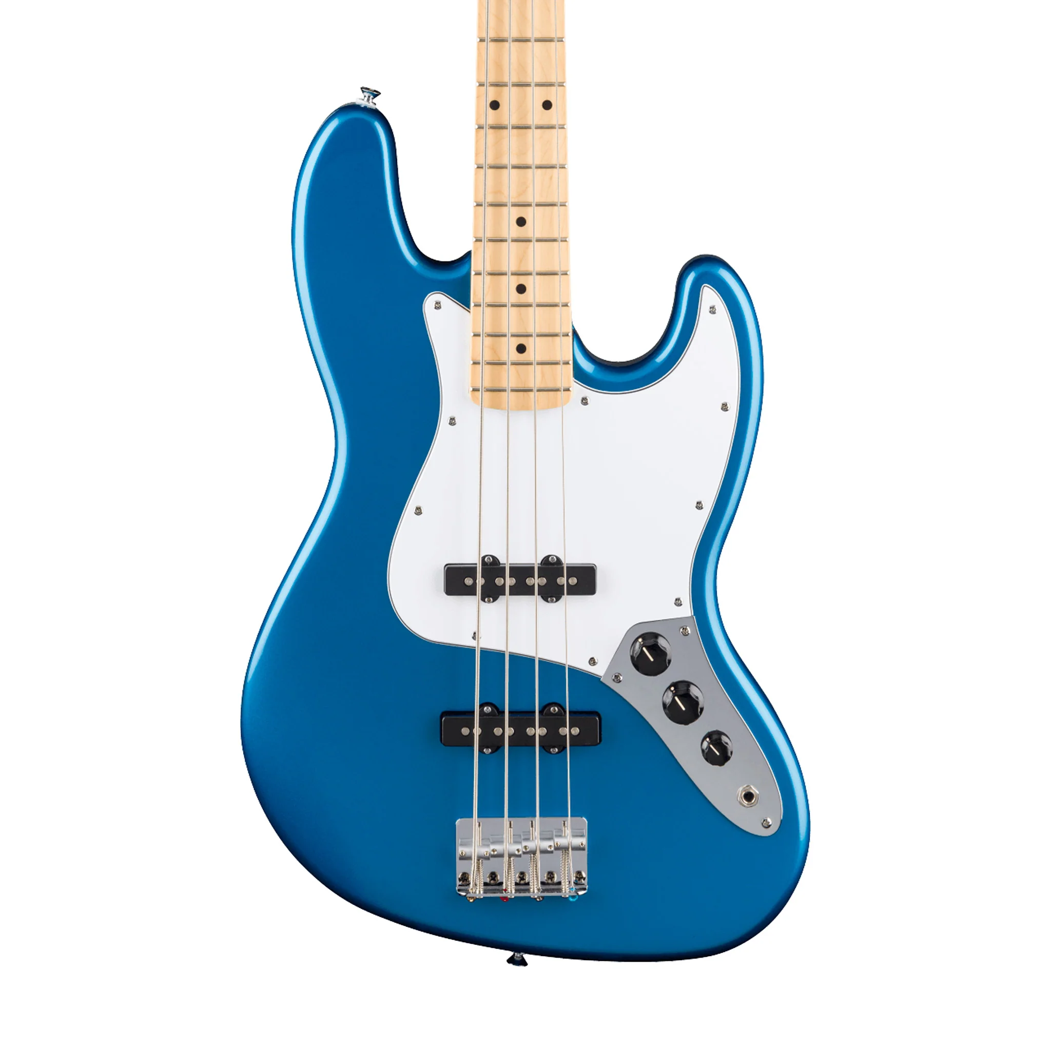 Fender Standard Jazz Bass Guitar w/White Pickguard, Maple FB, Aqua Marine Metallic - Image 3