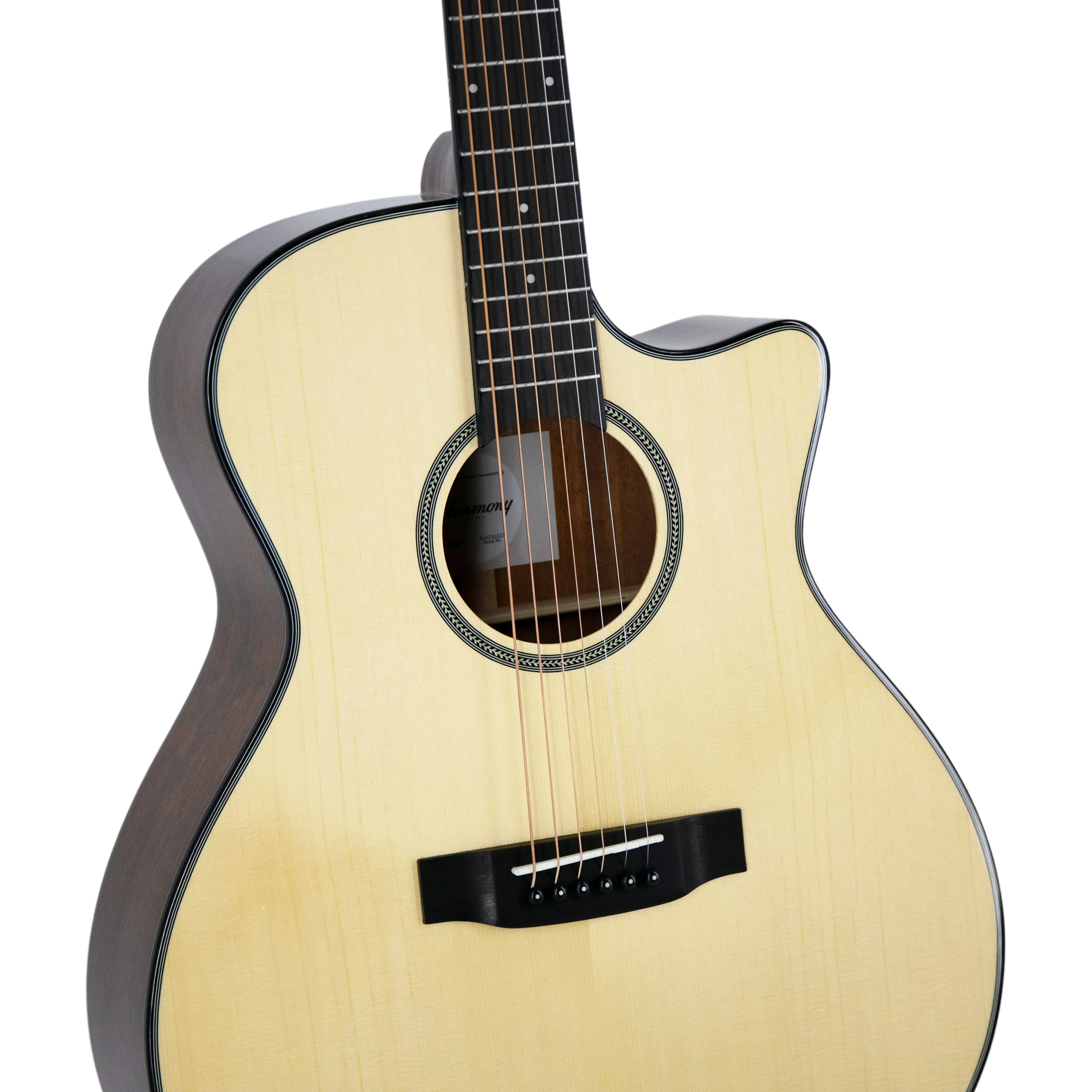 Harmony Foundation Series Terra FS GA Cutaway Acoustic Guitar, Natural Gloss Bundle - Image 2