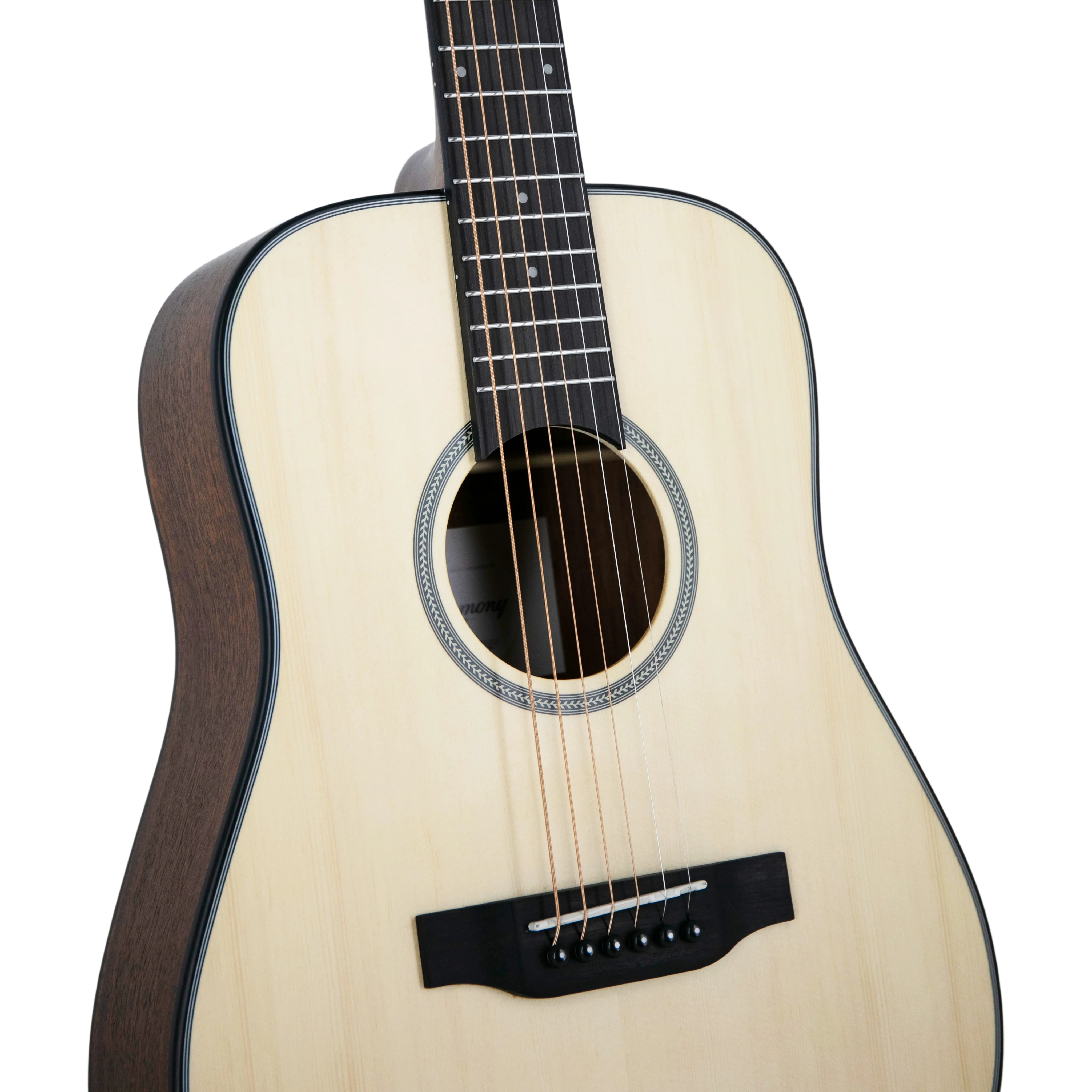 Harmony Foundation Series Terra ST Petite Dreadnought Acoustic Guitar w/Bag, Natural Satin - Image 4
