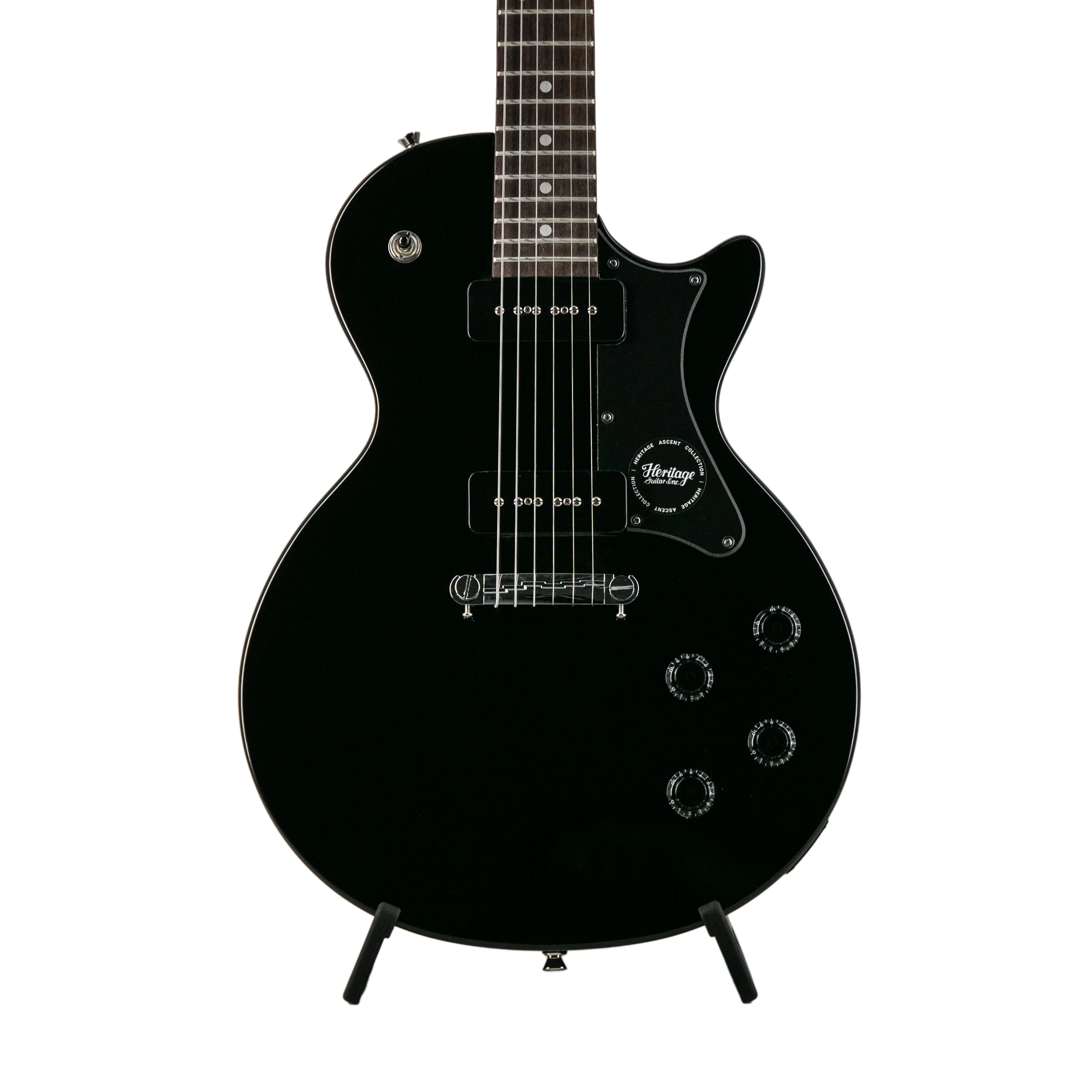Heritage Ascent Collection H-137 P90 Electric Guitar, Black - Image 3