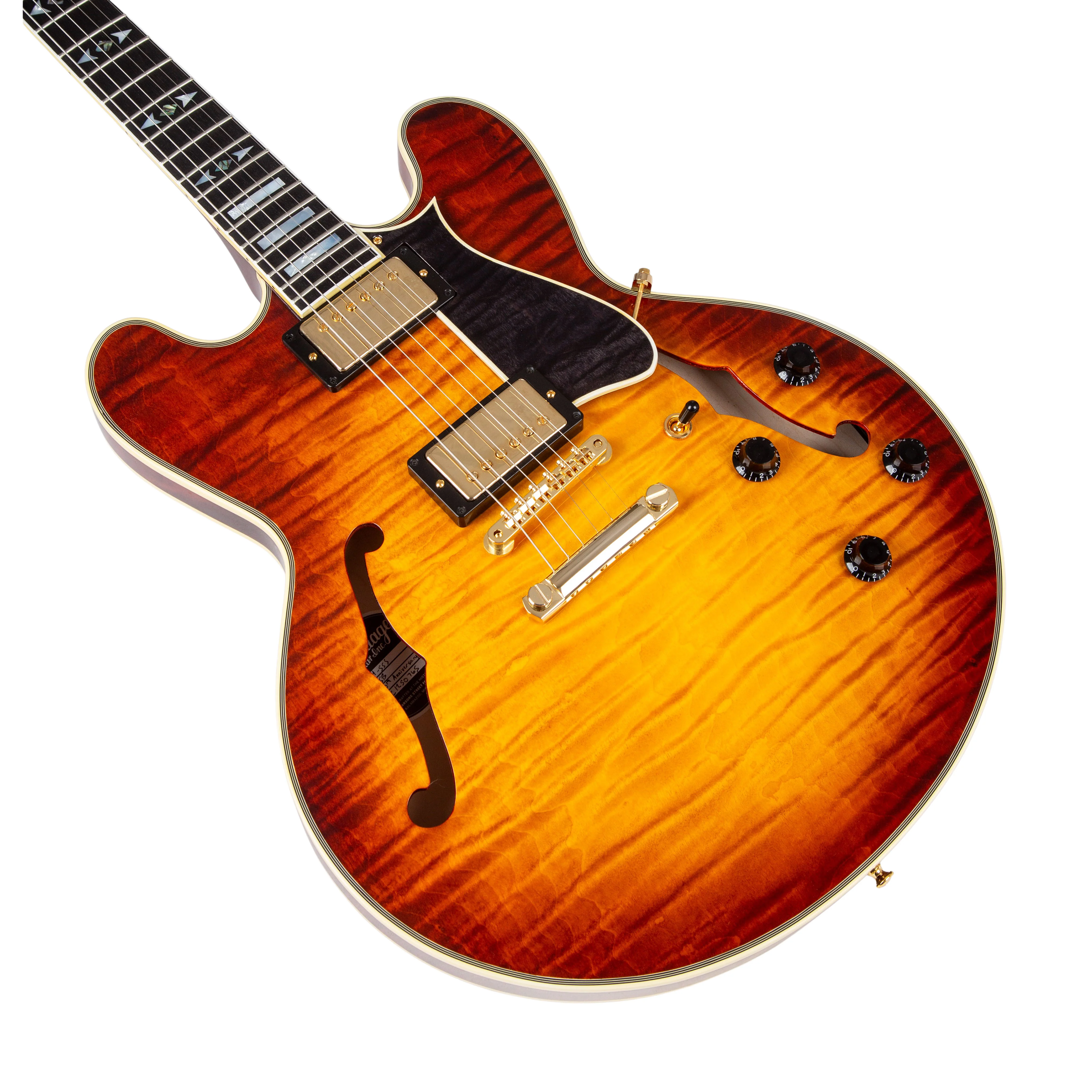 Heritage Custom Shop 40th Anniversary H-555 Electric Guitar, Almond Burst - Image 3