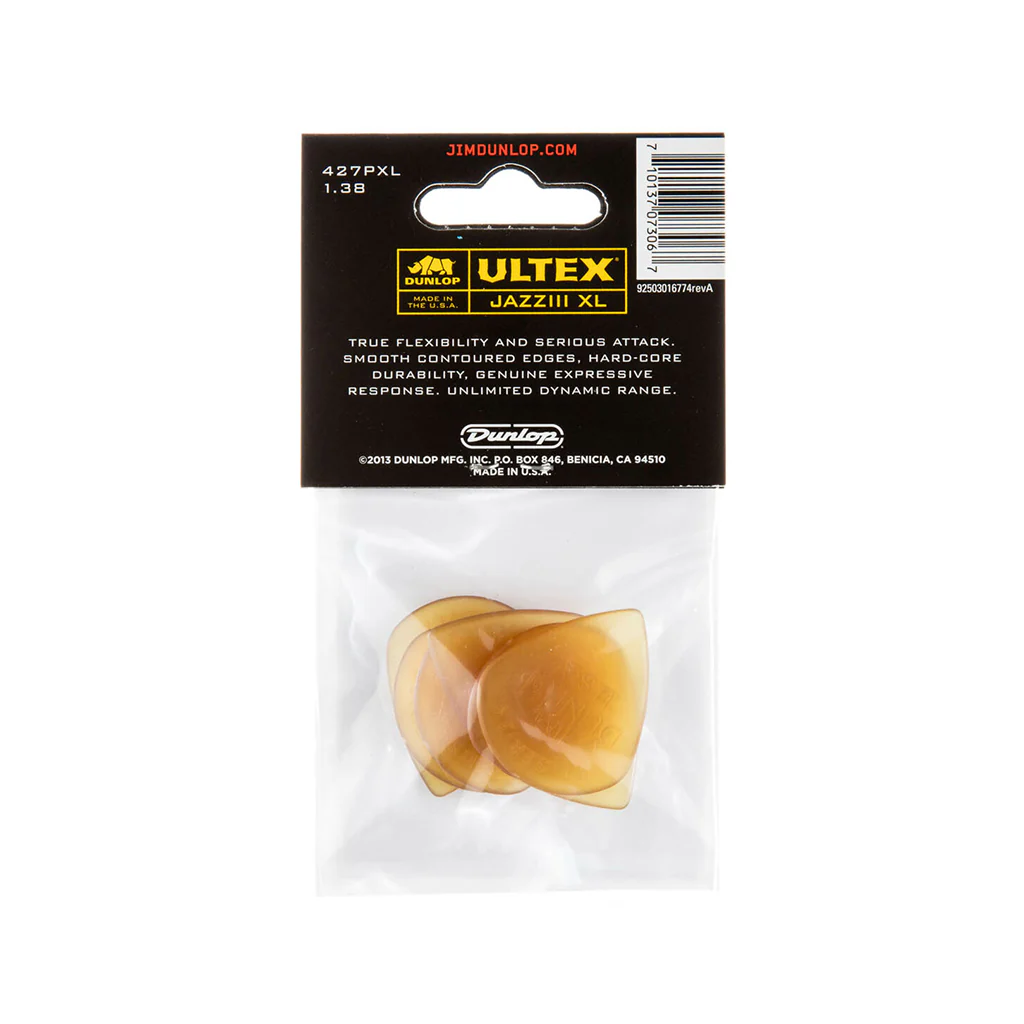 Jim Dunlop 427P1.38XL Ultex Jazz III XL Guitar Pick, 6-Pack - Image 2