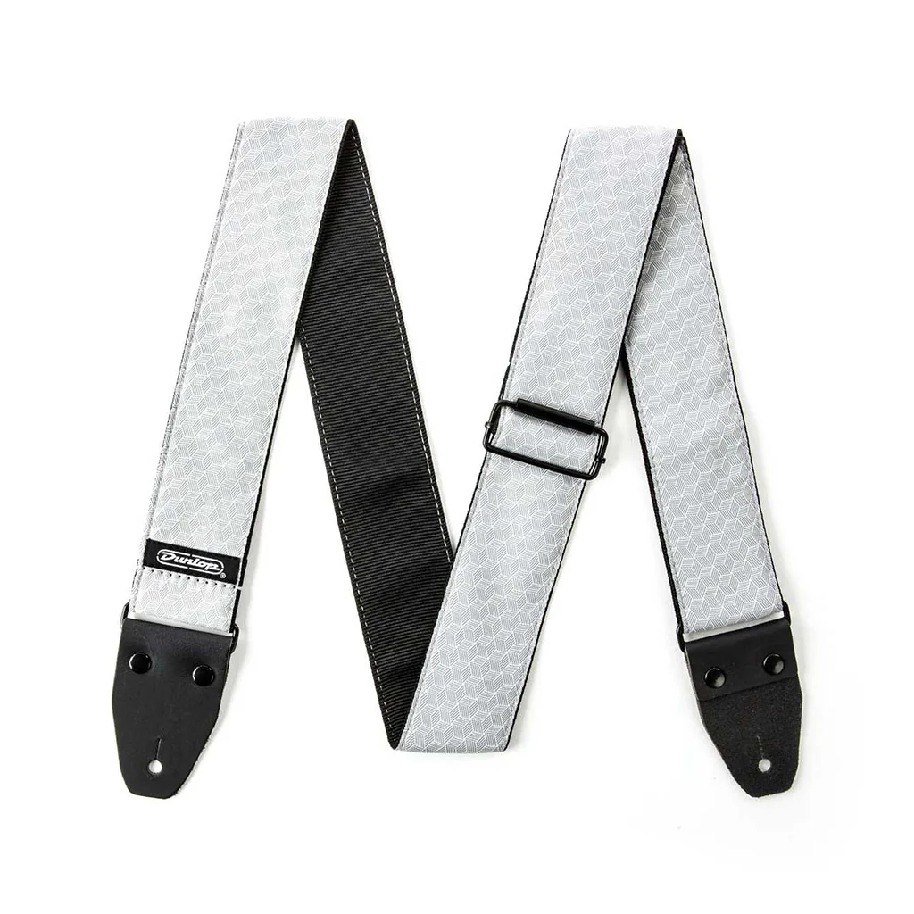 Jim Dunlop D67-12 Jacquard Guitar Strap, Cube Hatch Light Grey
