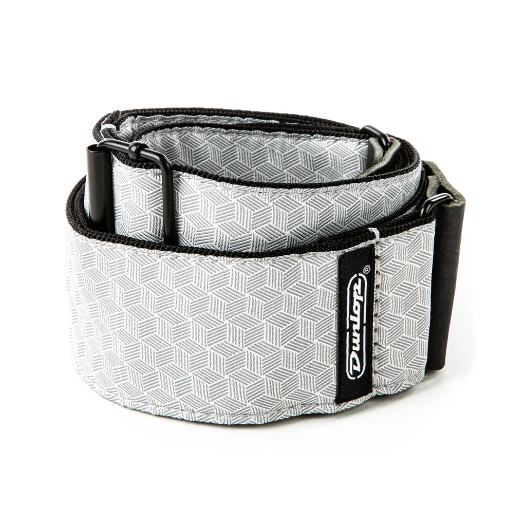 Jim Dunlop D67-12 Jacquard Guitar Strap, Cube Hatch Light Grey - Image 2