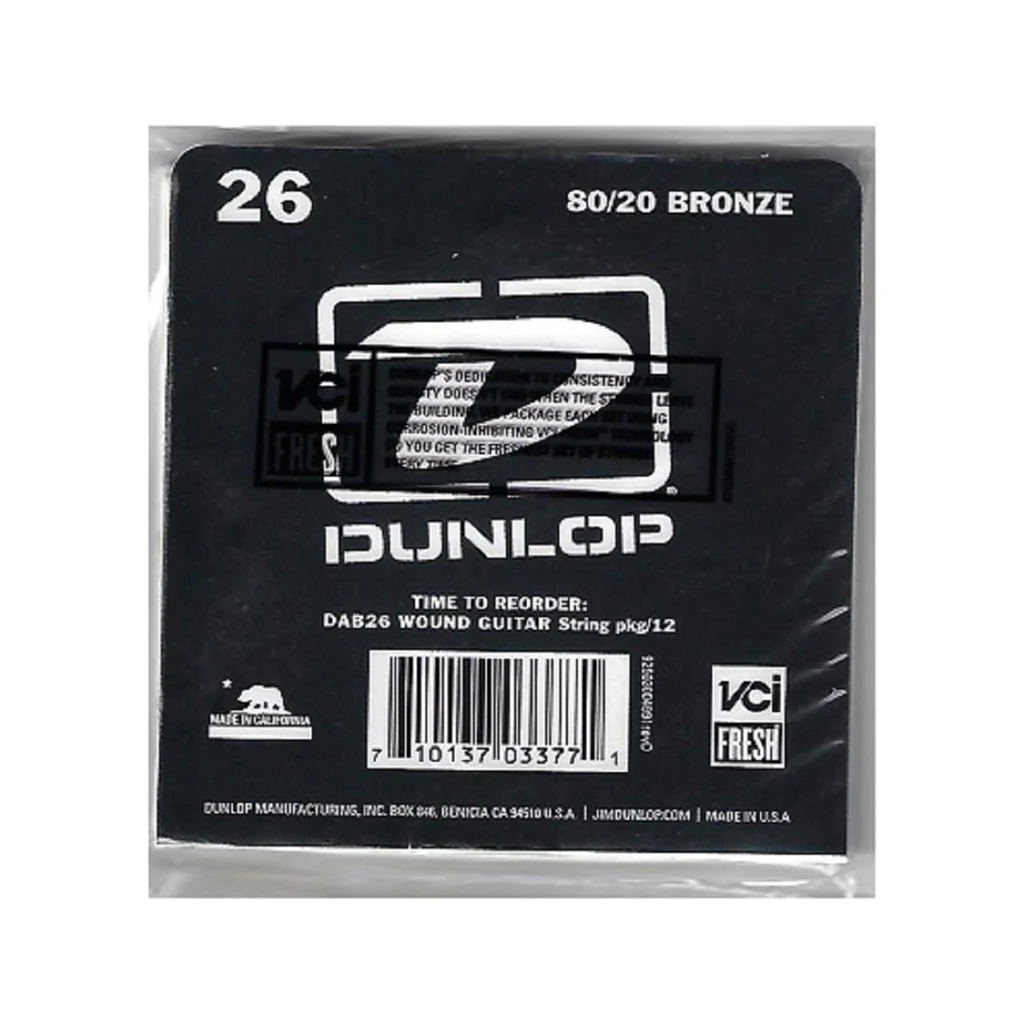 Jim Dunlop DAB26 80/20 Bronze Acoustic Guitar String, .026 - Image 2
