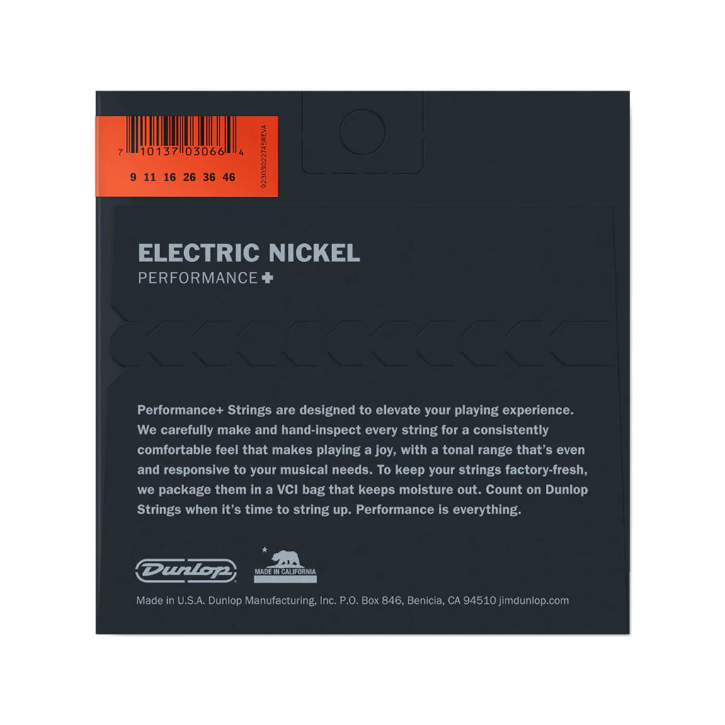 Jim Dunlop DEN0946 Performance+ Nickel Wound Electric Guitar Strings, Extra Light, 09-46 - Image 2