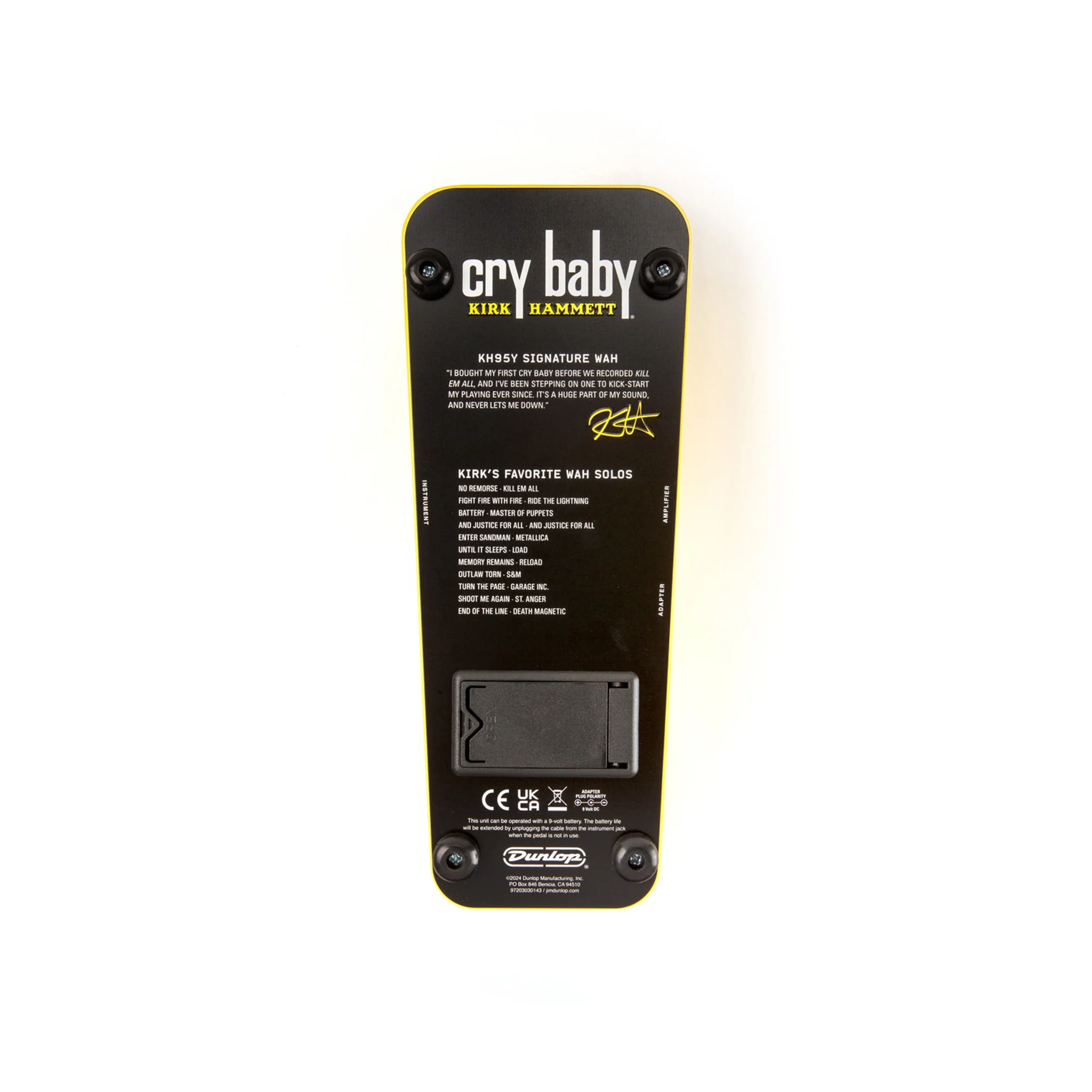 Jim Dunlop KH95Y Kirk Hammet Signature Cry Baby Wah Guitar Effects Pedal, Yellow Sparkle - Image 5
