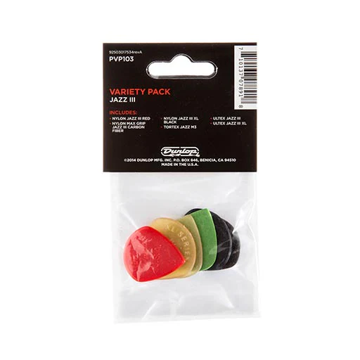 Jim Dunlop PVP103 Jazz III Pick Variety Pack, 6-Pack - Image 2